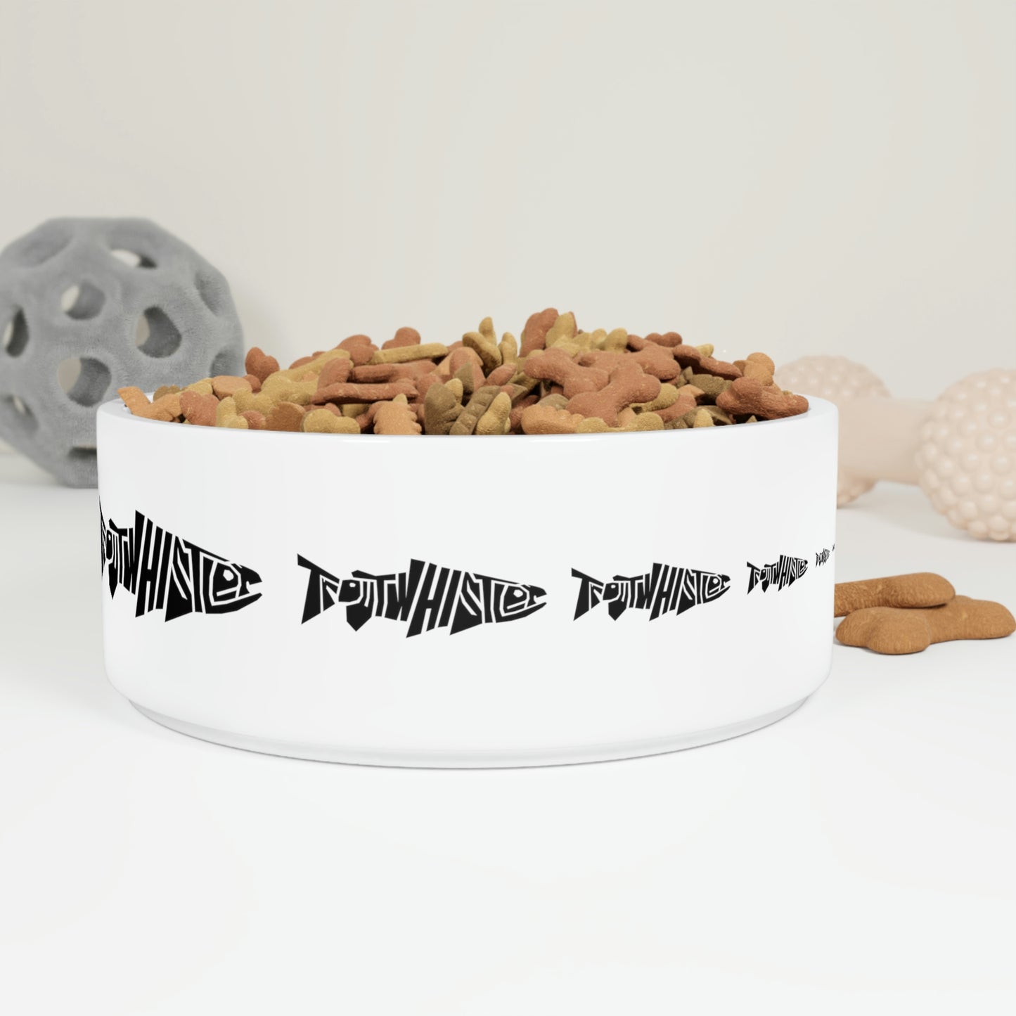 TroutWhistler - Pet Bowl | White W/ Black Multi-Logo
