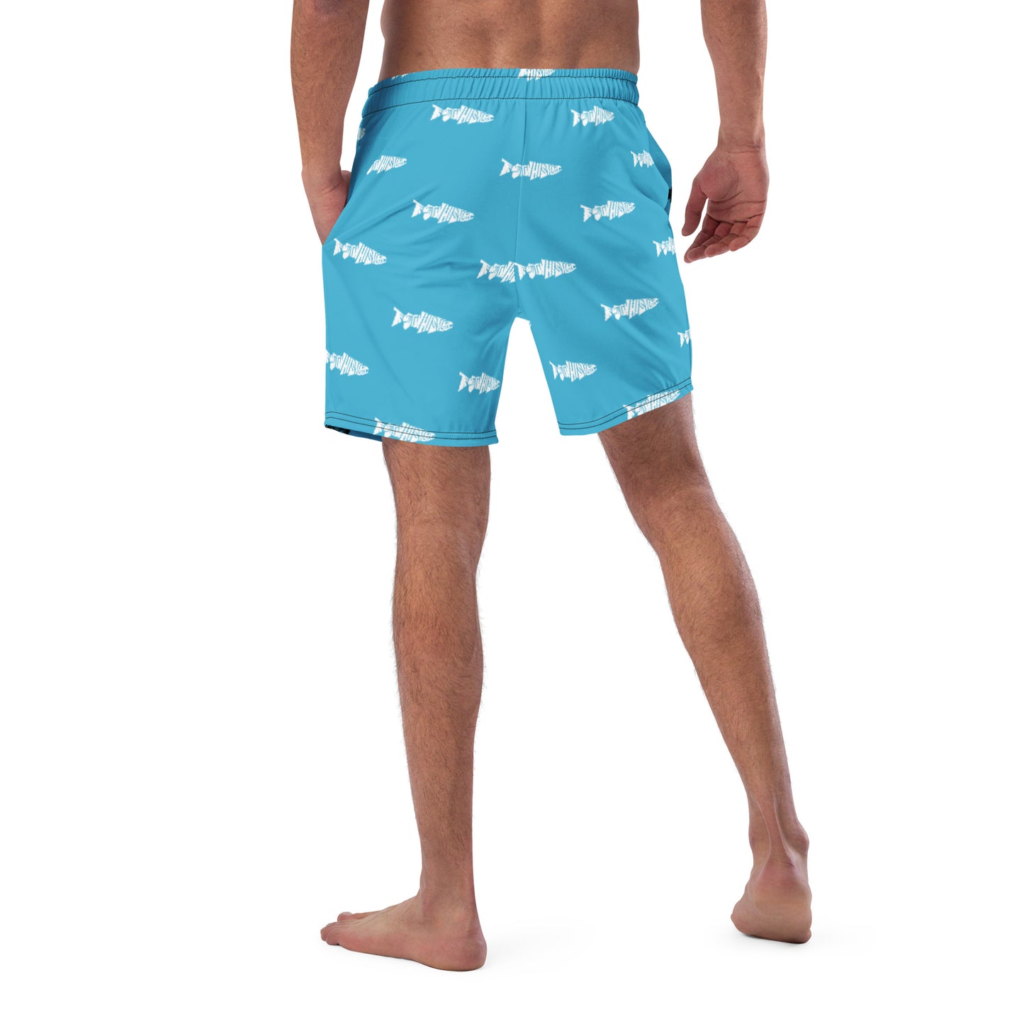 TroutWhistler - Men's Swim Trunks | Deep Sky Blue w/ Black Logo