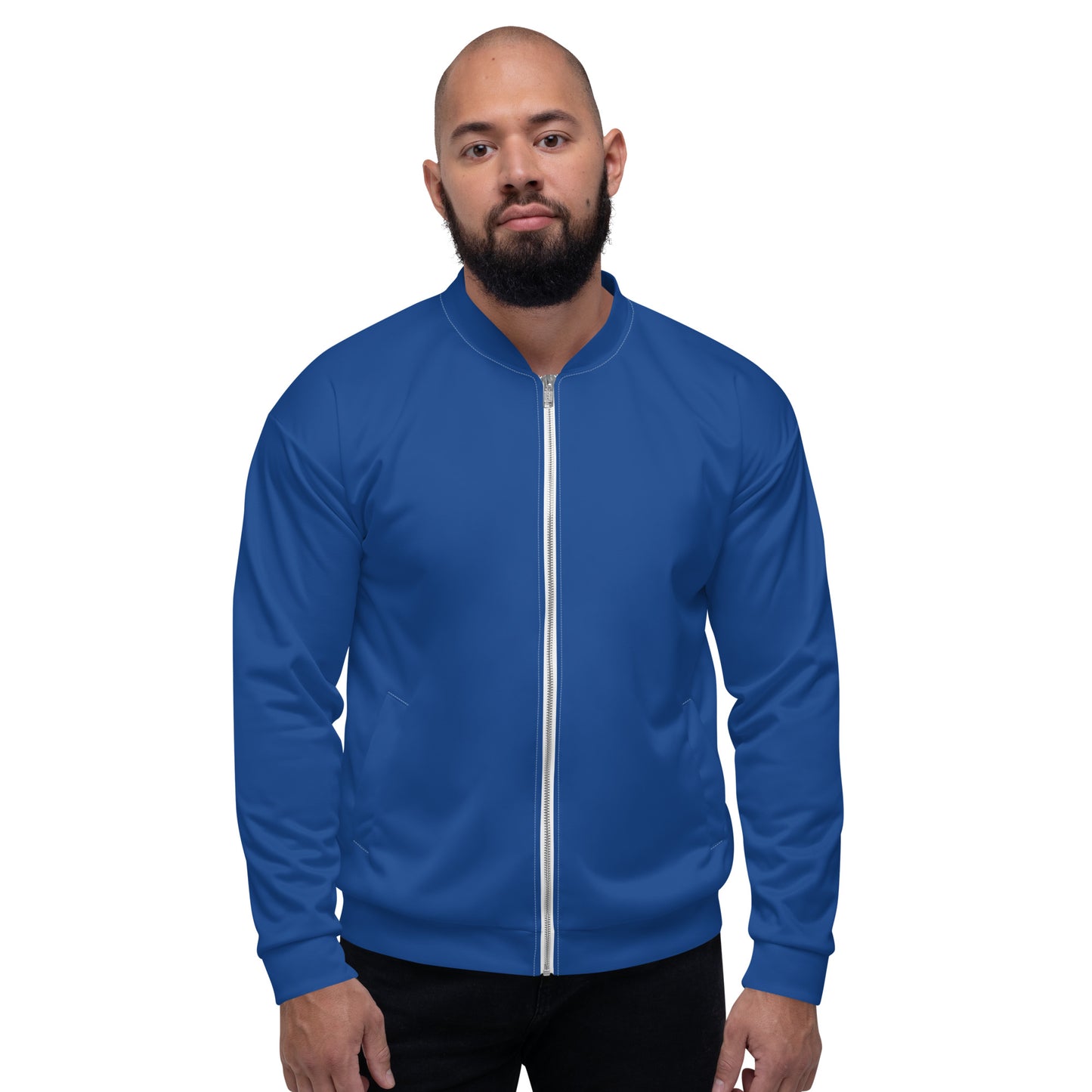 TroutWhistler - Men's Bomber Jacket | Dark Cerulean w/ White TroutWhistler Logo