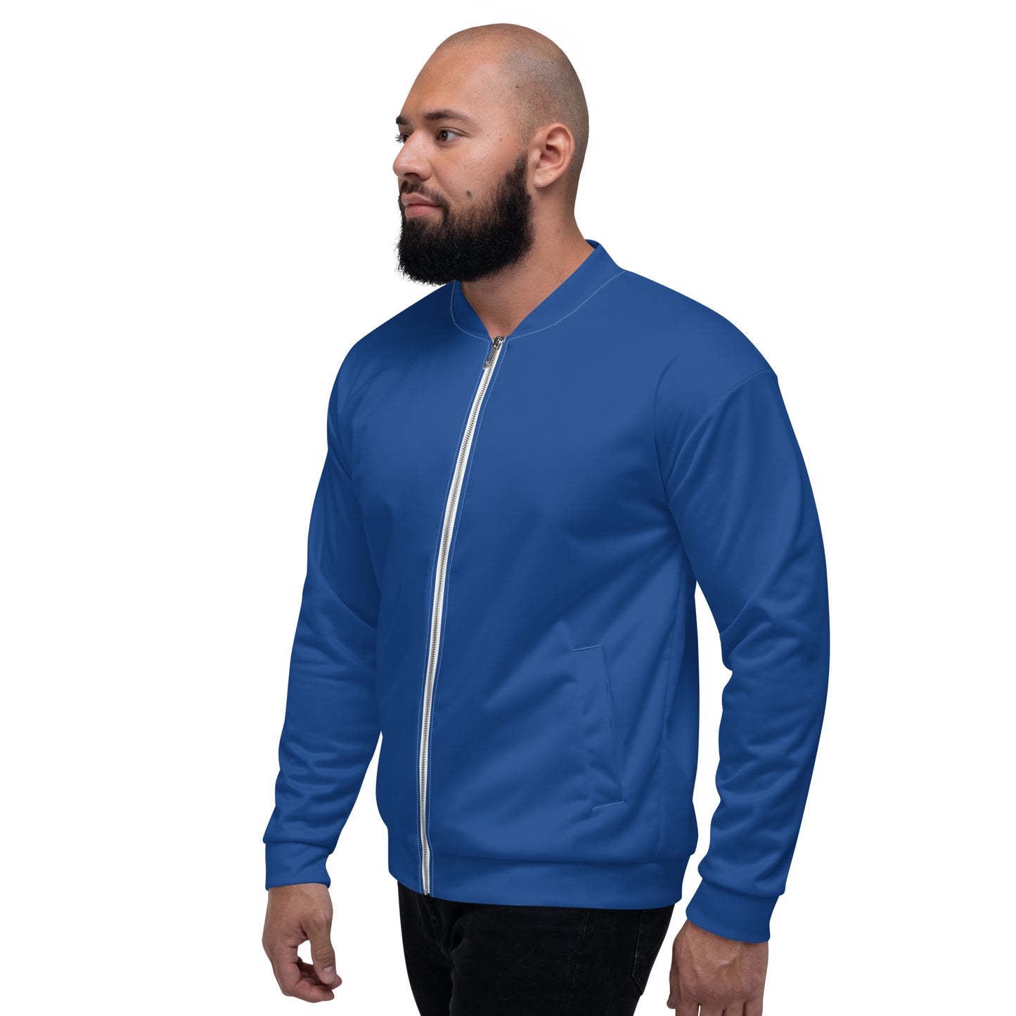 TroutWhistler - Men's Bomber Jacket | Dark Cerulean w/ White TroutWhistler Logo