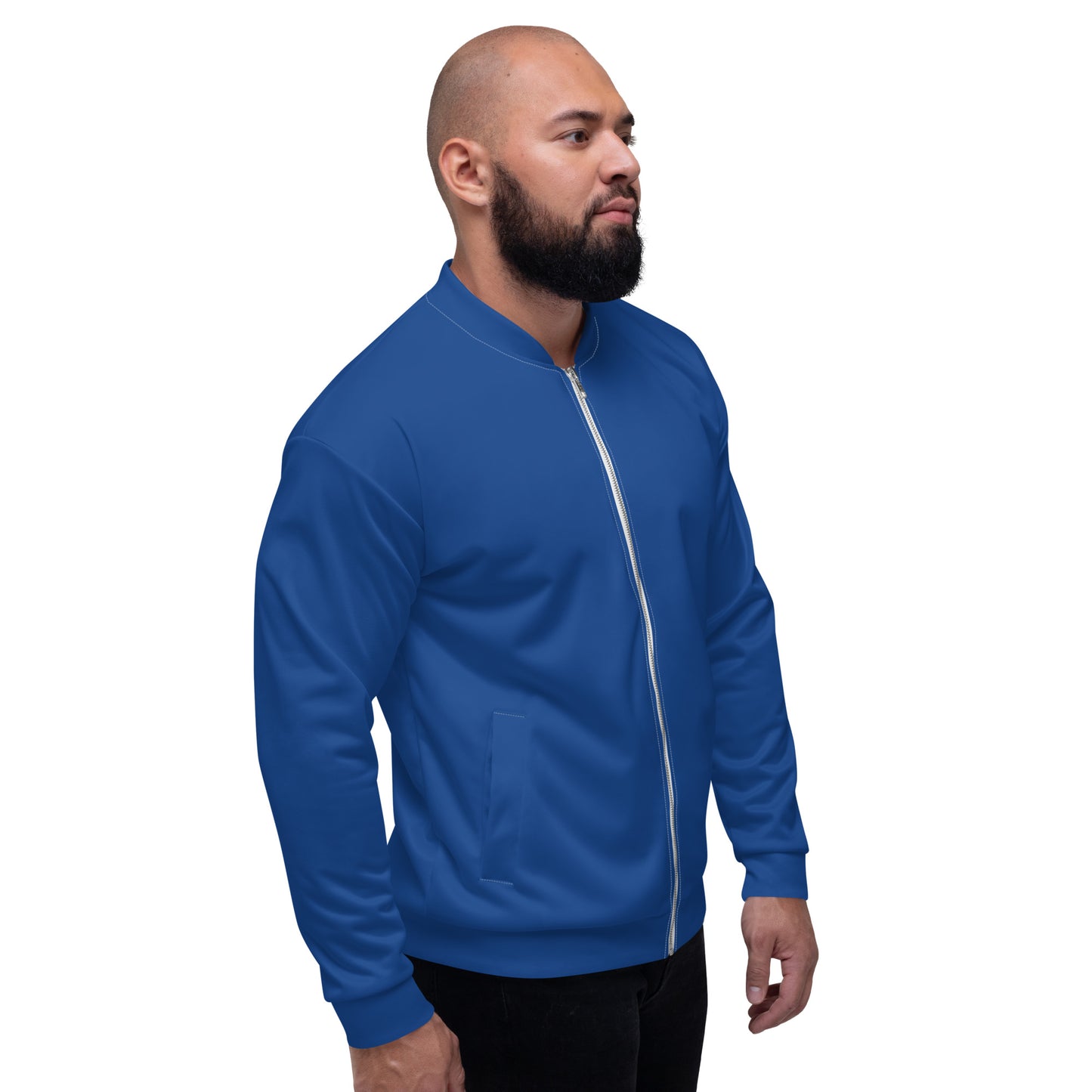 TroutWhistler - Men's Bomber Jacket | Dark Cerulean w/ White TroutWhistler Logo
