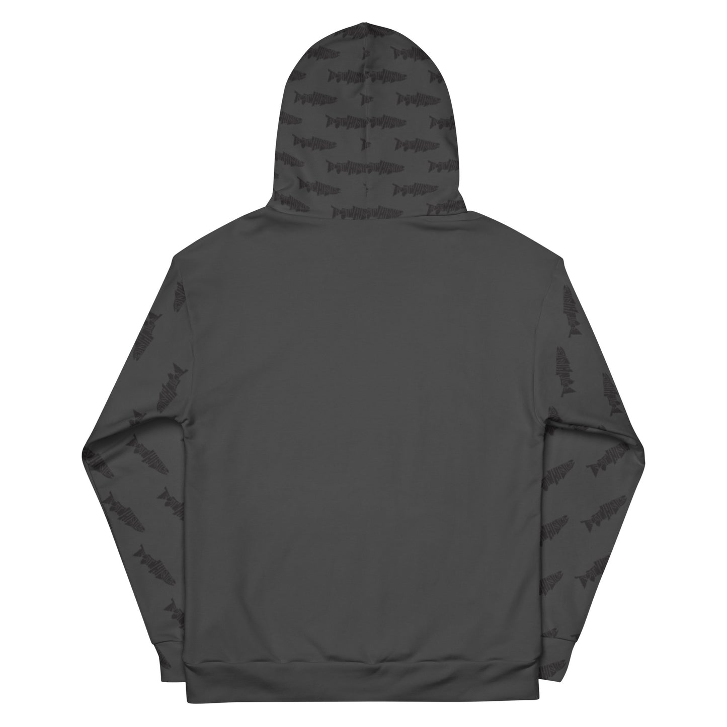 TroutWhistler - Men's Hoodie | I'm Hooked On TroutWhistler - Dark Grey w/ Black Logos