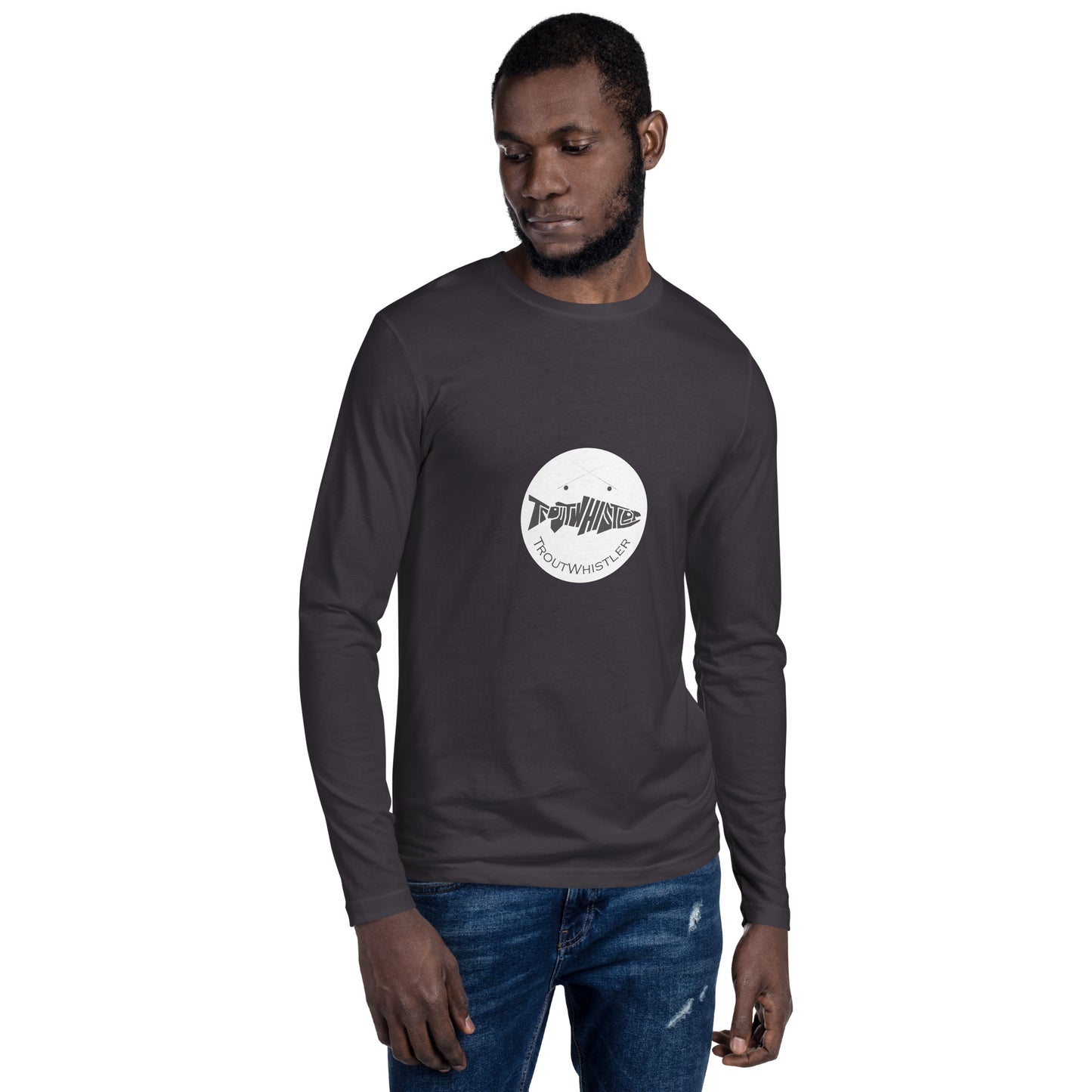 TroutWhistler - Long Sleeve Fitted Crew | Dark w/ White Round Logo