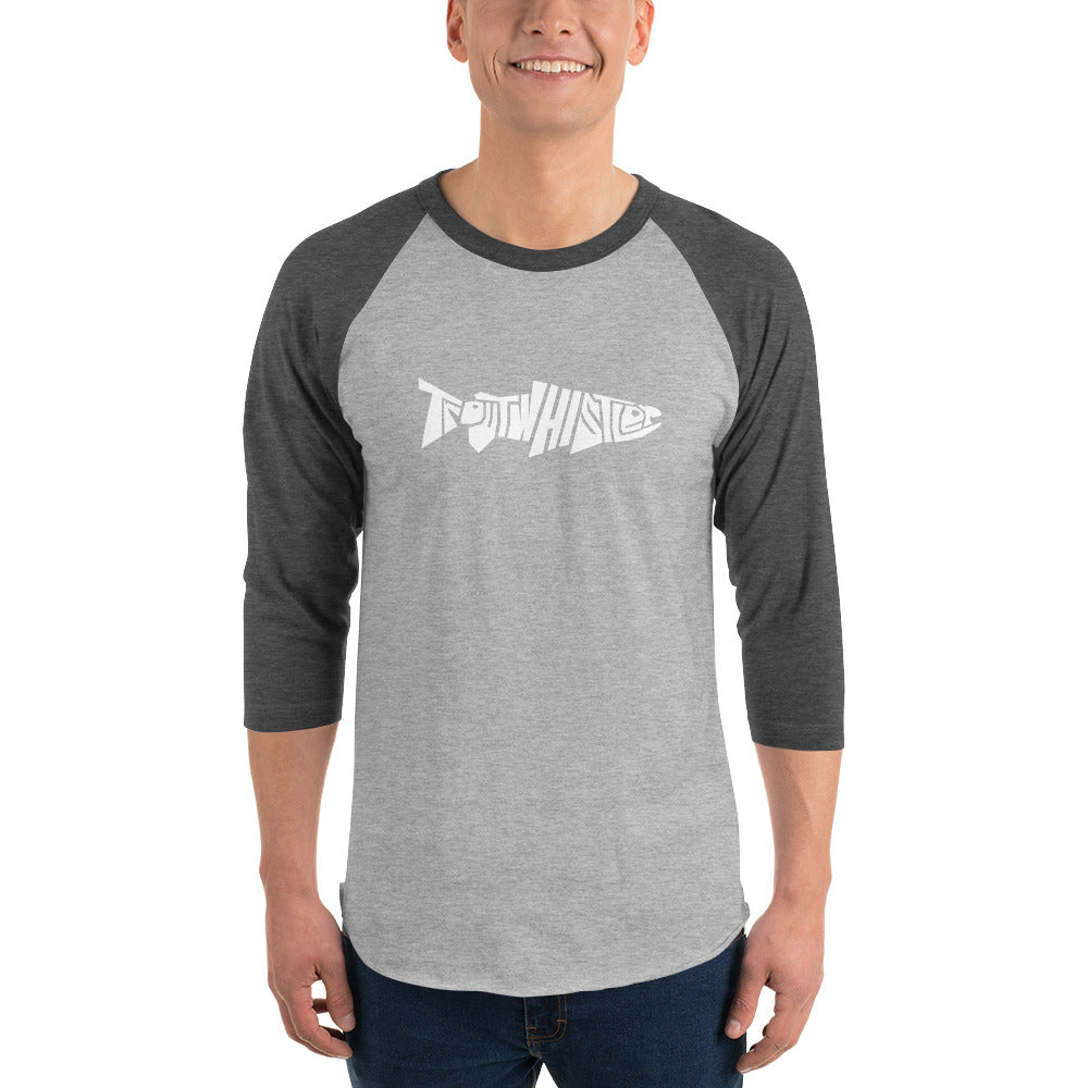 TroutWhistler - 3/4 Sleeve Raglan Shirt | Dark w/ White Logo