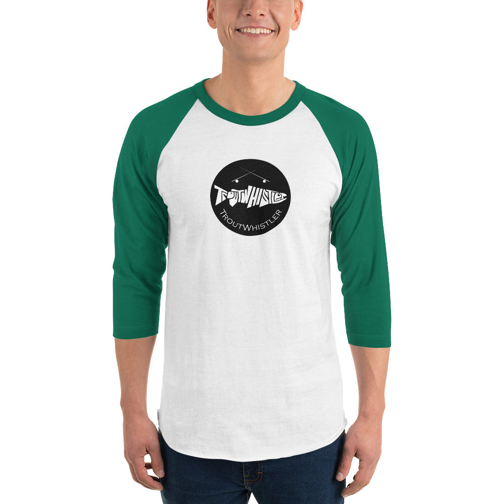 TroutWhistler - 3/4 Sleeve Raglan Shirt | Light w/ Black Round Logo