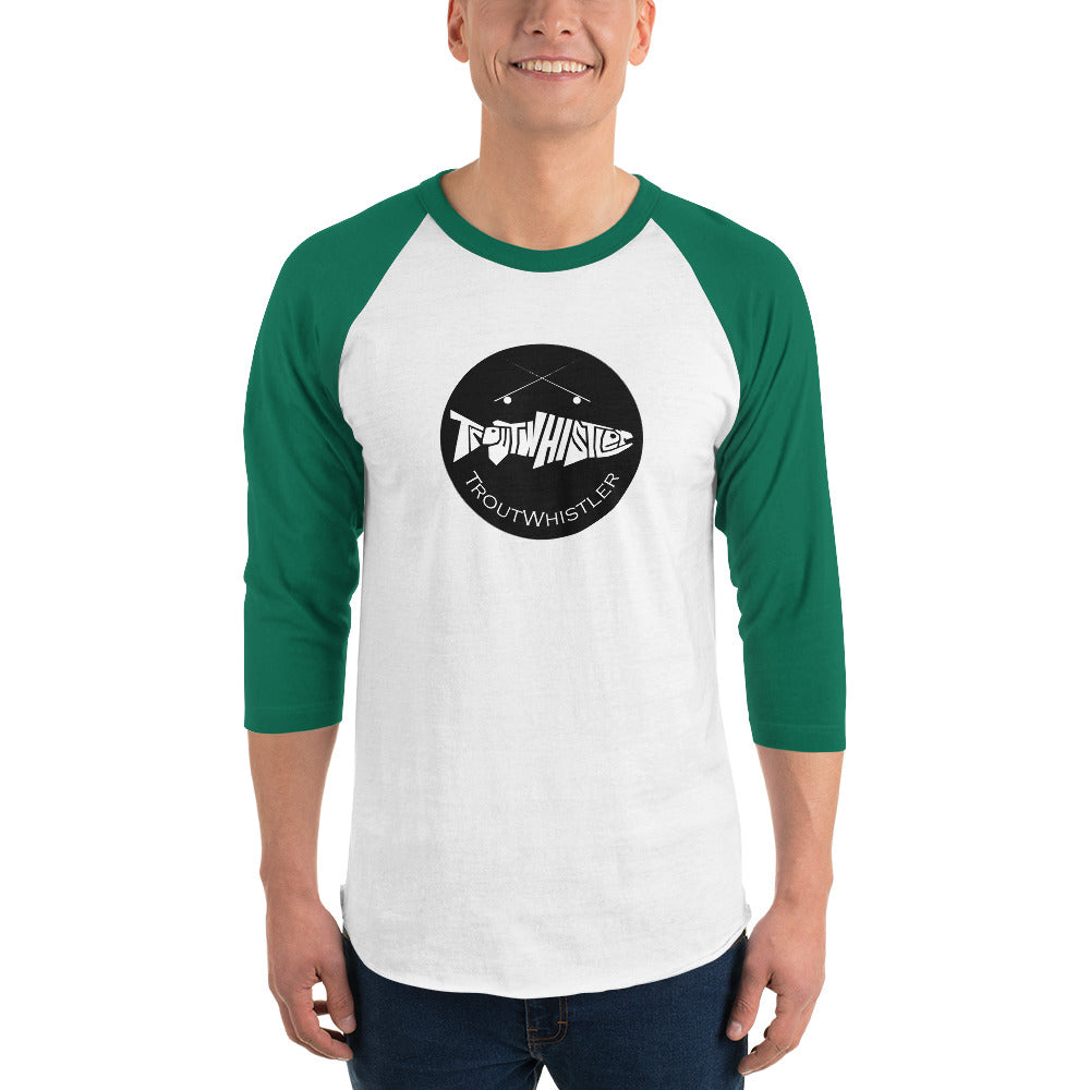 TroutWhistler - 3/4 Sleeve Raglan Shirt | Light w/ Black Round Logo