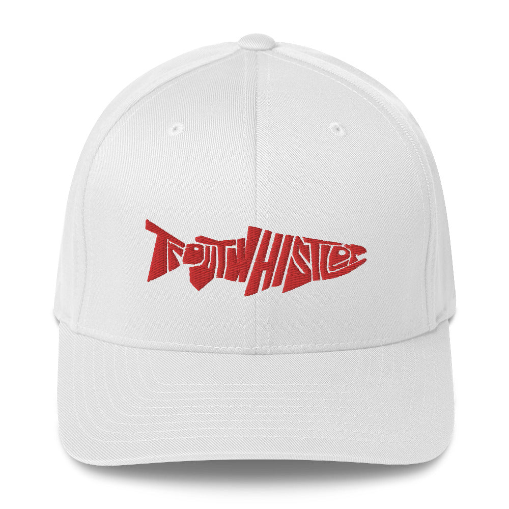 TroutWhistler - Structured Twill Cap | White w/ Red Logo