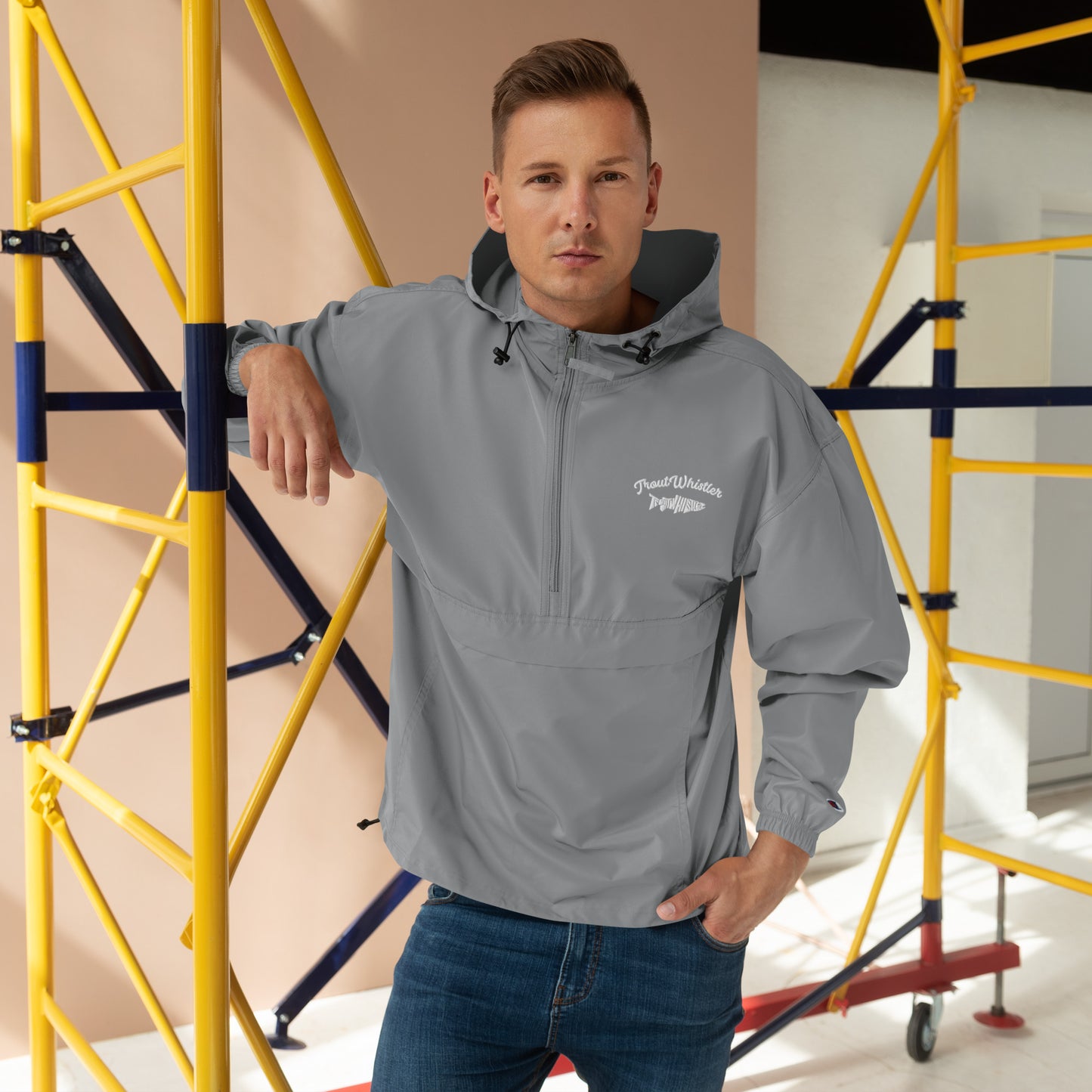 TroutWhistler - Embroidered Champion Packable Jacket | w/ TW & Text Logo