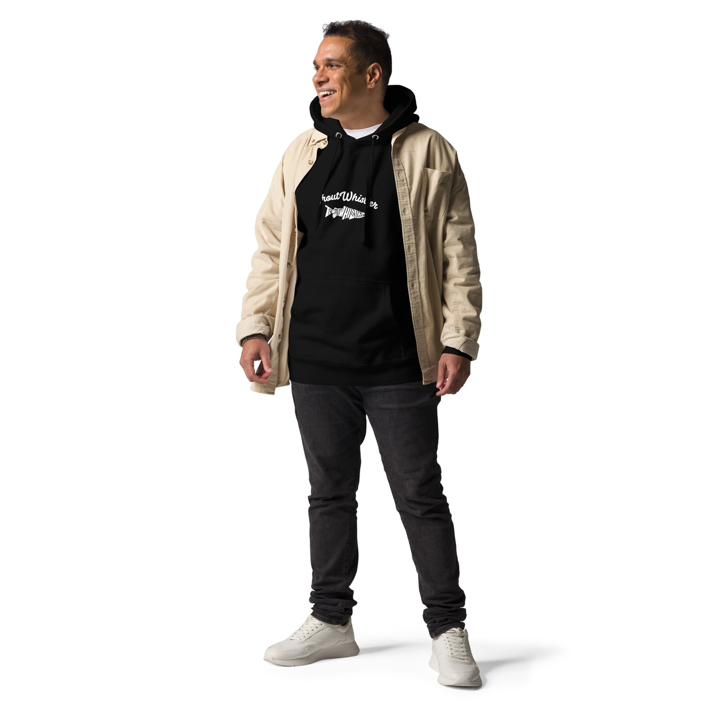 TroutWhistler - Men's Cotton Heritage Hoodies | Black w/ TroutWhistler Logo