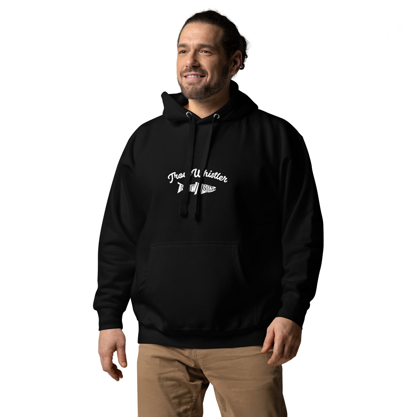 TroutWhistler - Men's Cotton Heritage Hoodies | Black w/ TroutWhistler Logo