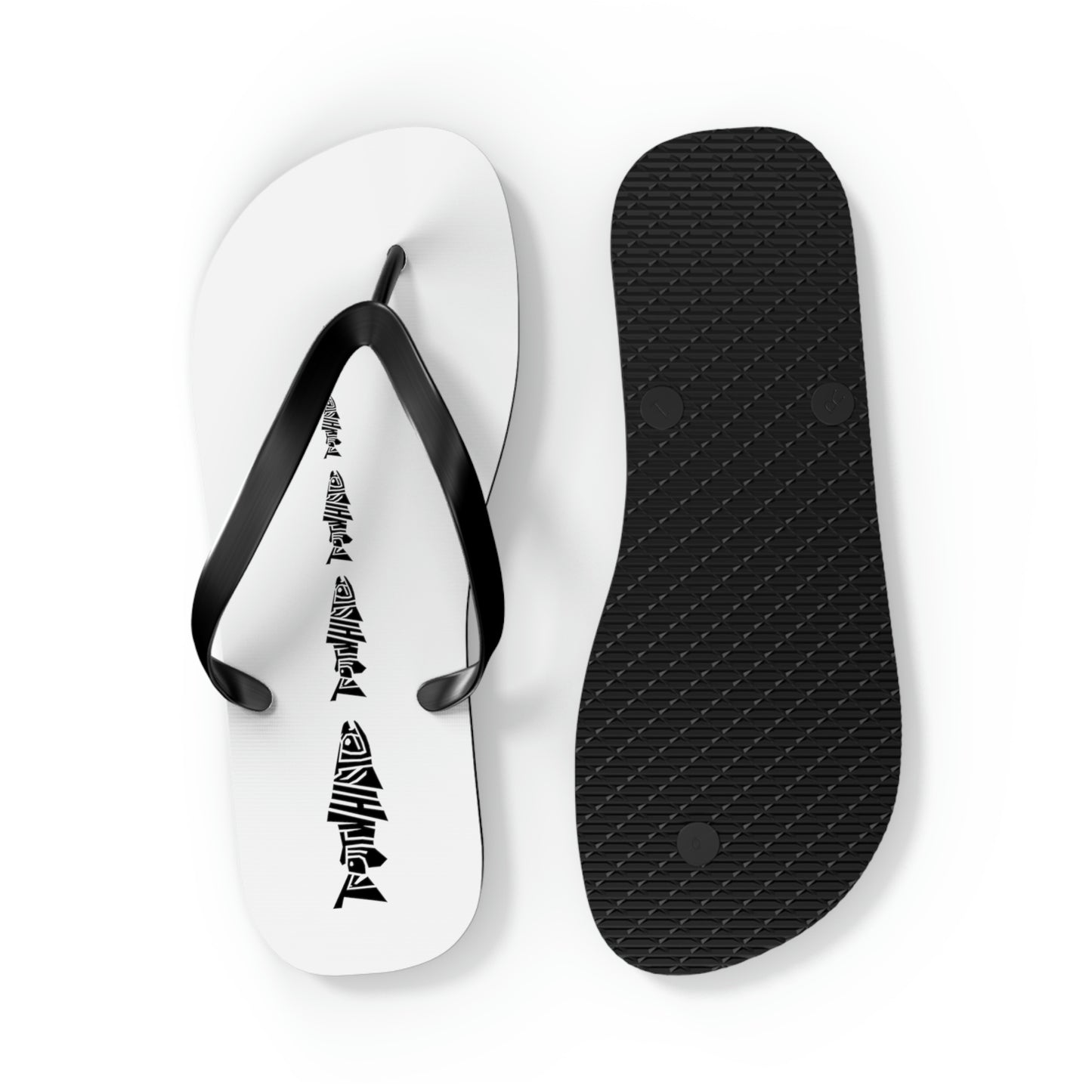 TroutWhistler - Flip Flops | White w/ Black Multi-logo