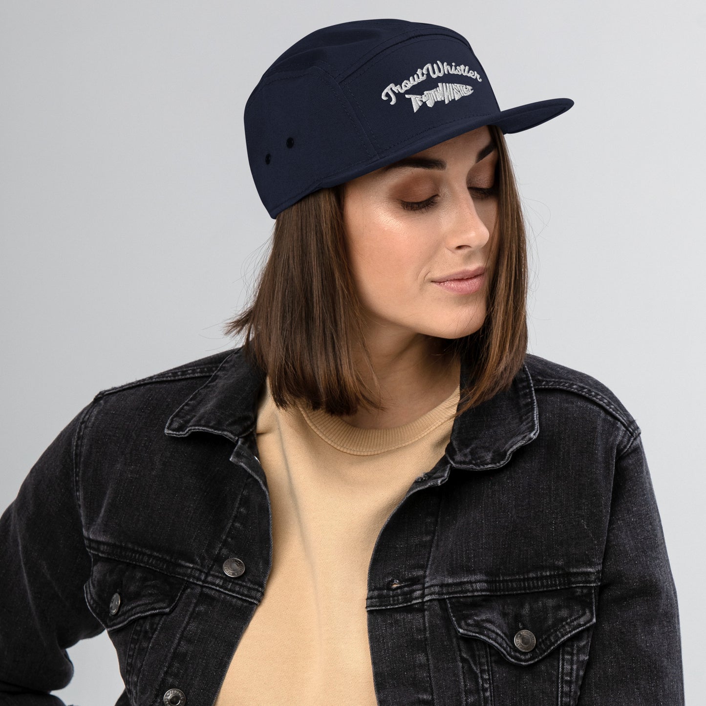 TroutWhistler - 5 Panel Camper | Dark w/ White Logo