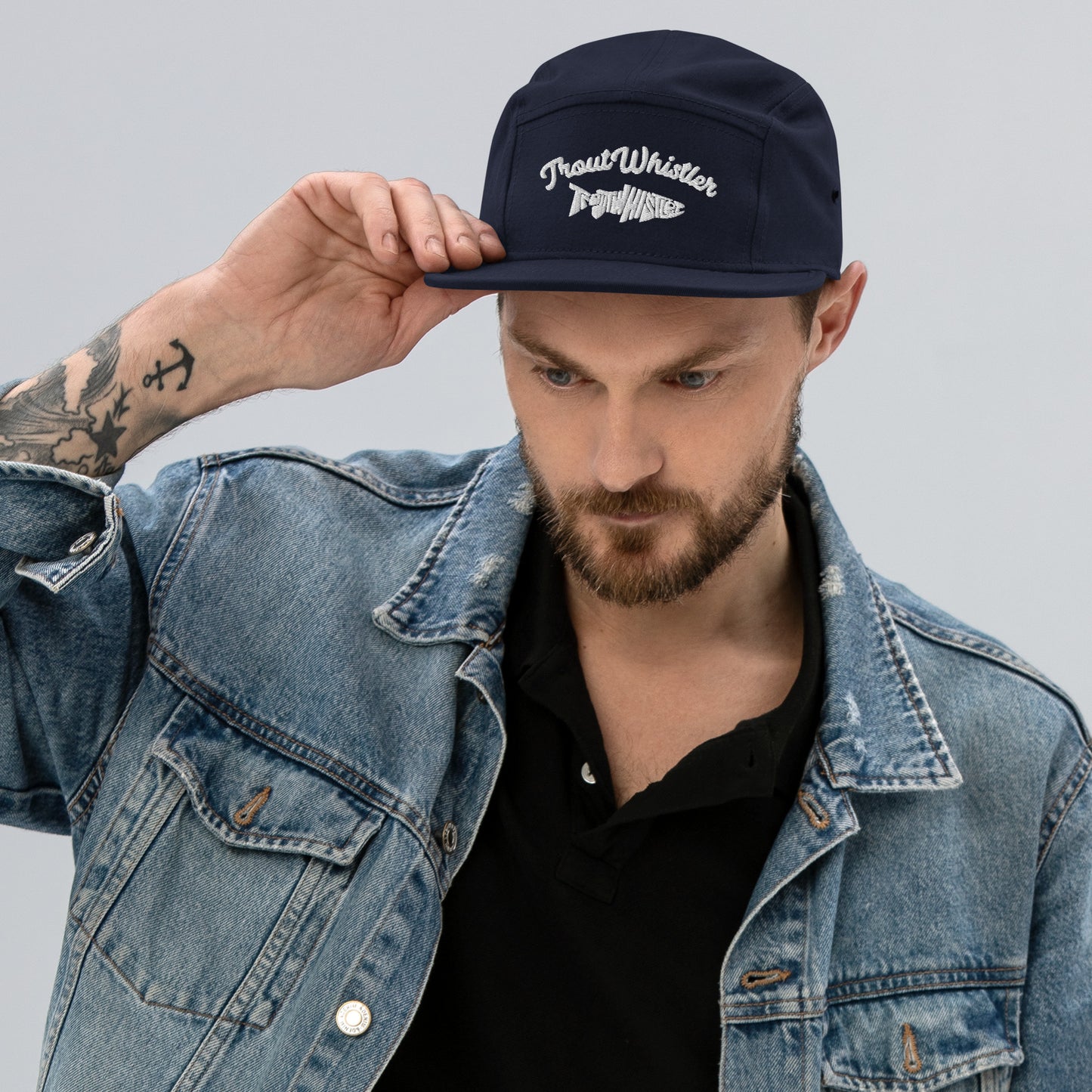 TroutWhistler - 5 Panel Camper | Dark w/ White Logo