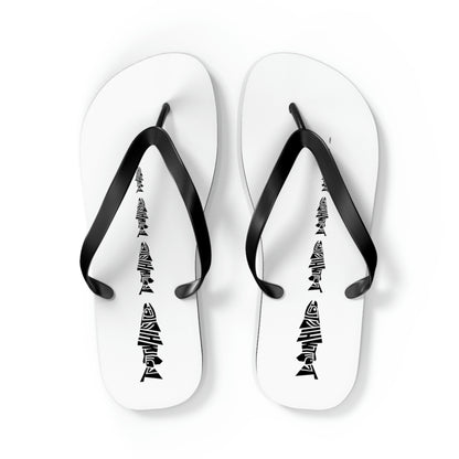 TroutWhistler - Flip Flops | White w/ Black Multi-logo