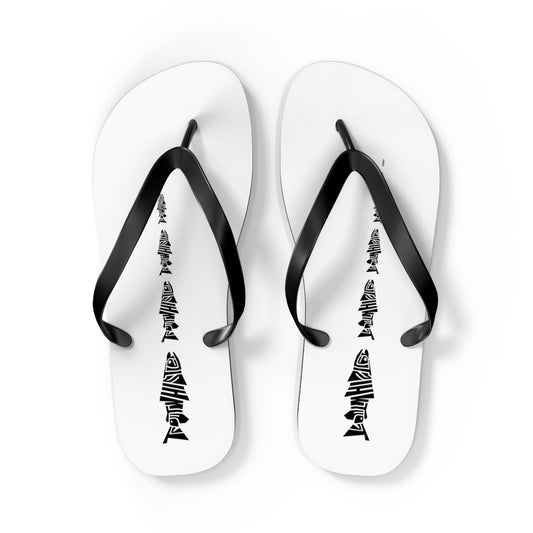 TroutWhistler - Flip Flops | White w/ Black Multi-logo
