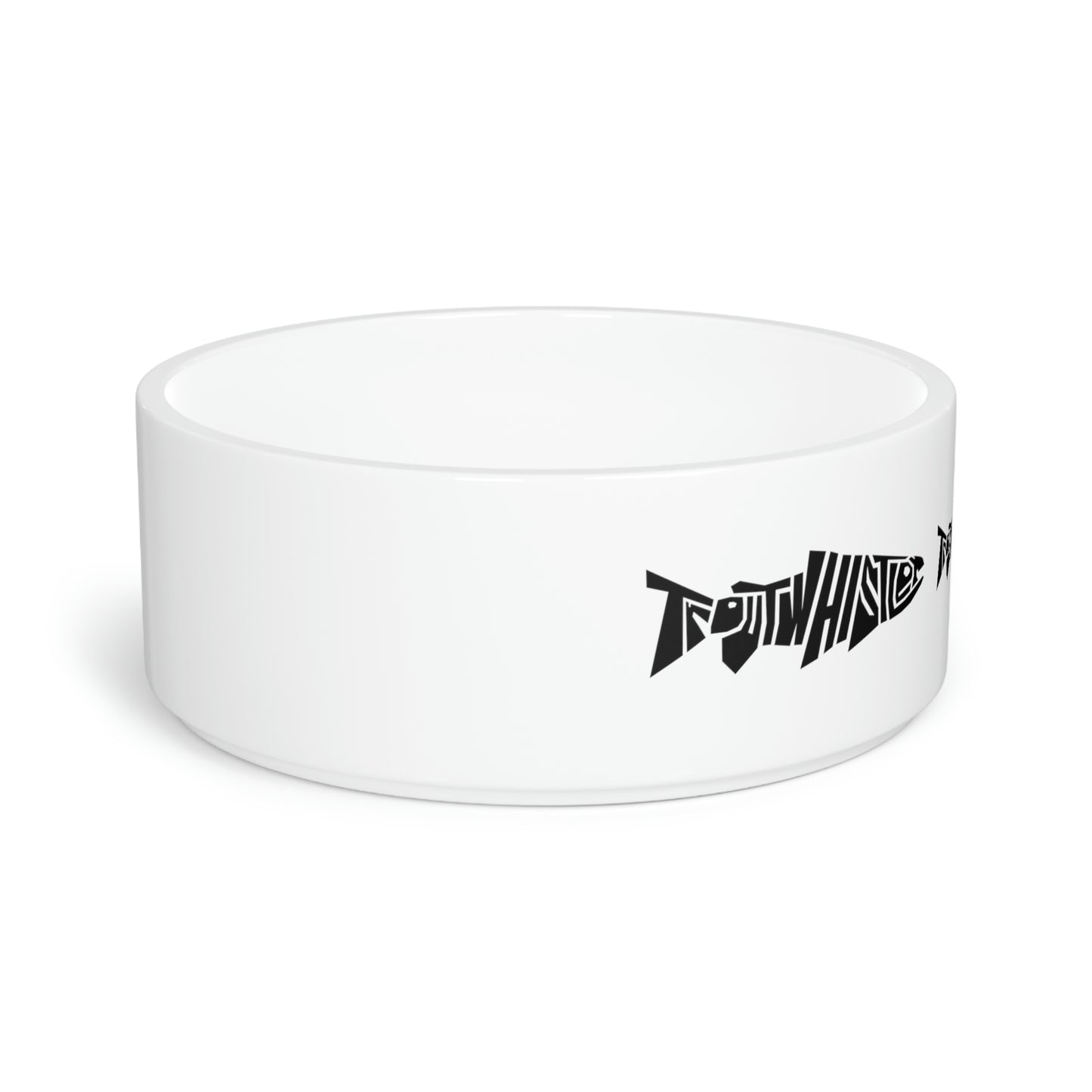 TroutWhistler - Pet Bowl | White W/ Black Multi-Logo