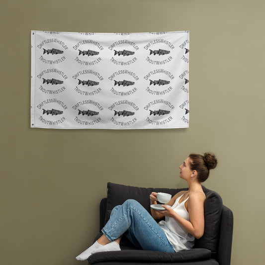 Accessories - DriftlessWhistler Flag | White w/ Black Logo