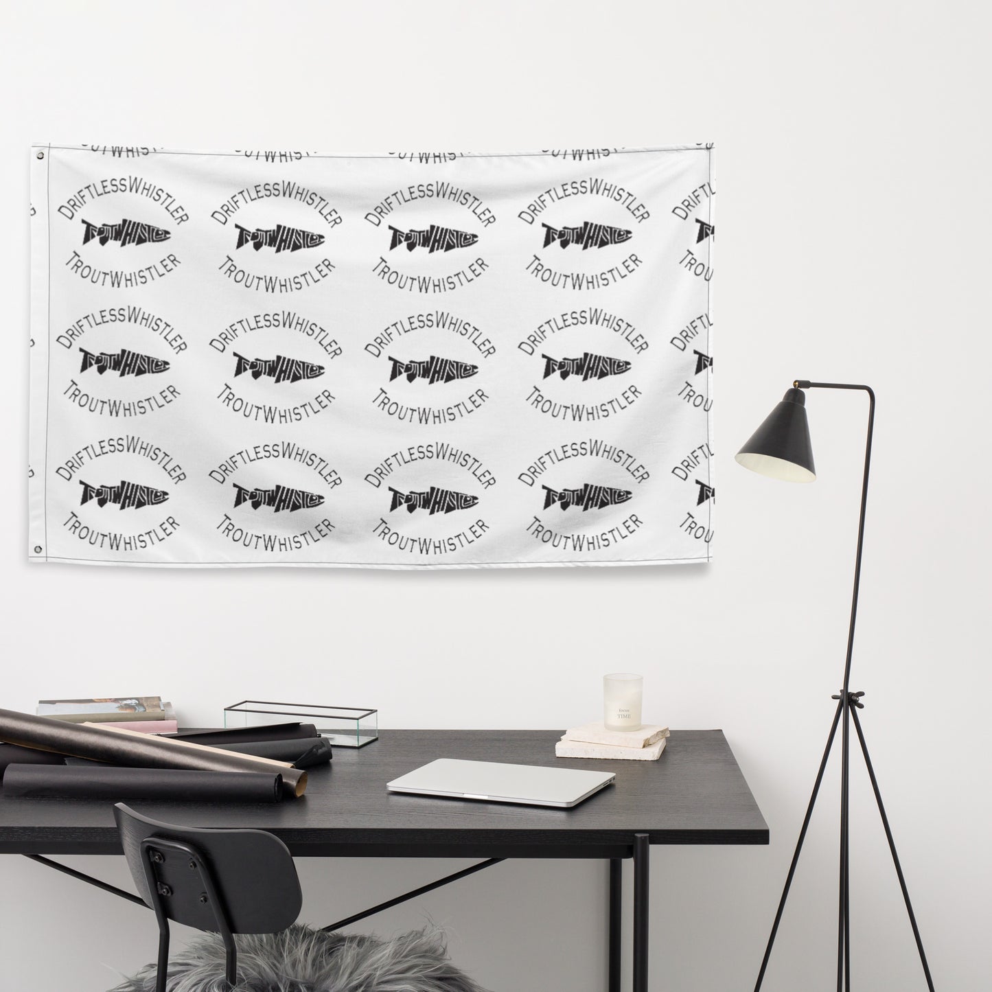 Accessories - DriftlessWhistler Flag | White w/ Black Logo
