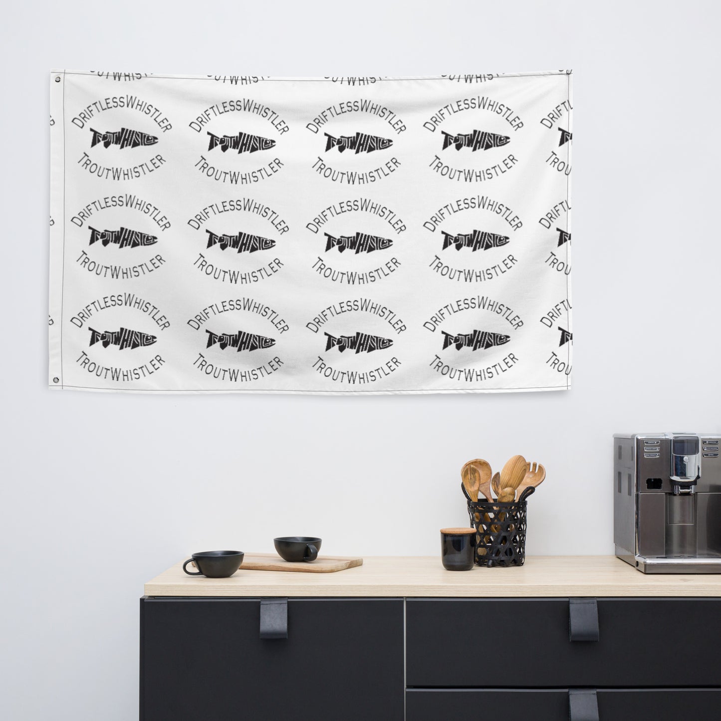 Accessories - DriftlessWhistler Flag | White w/ Black Logo