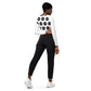TroutWhistler - Recycled Long-Sleeve Crop Top | White with Black Logos