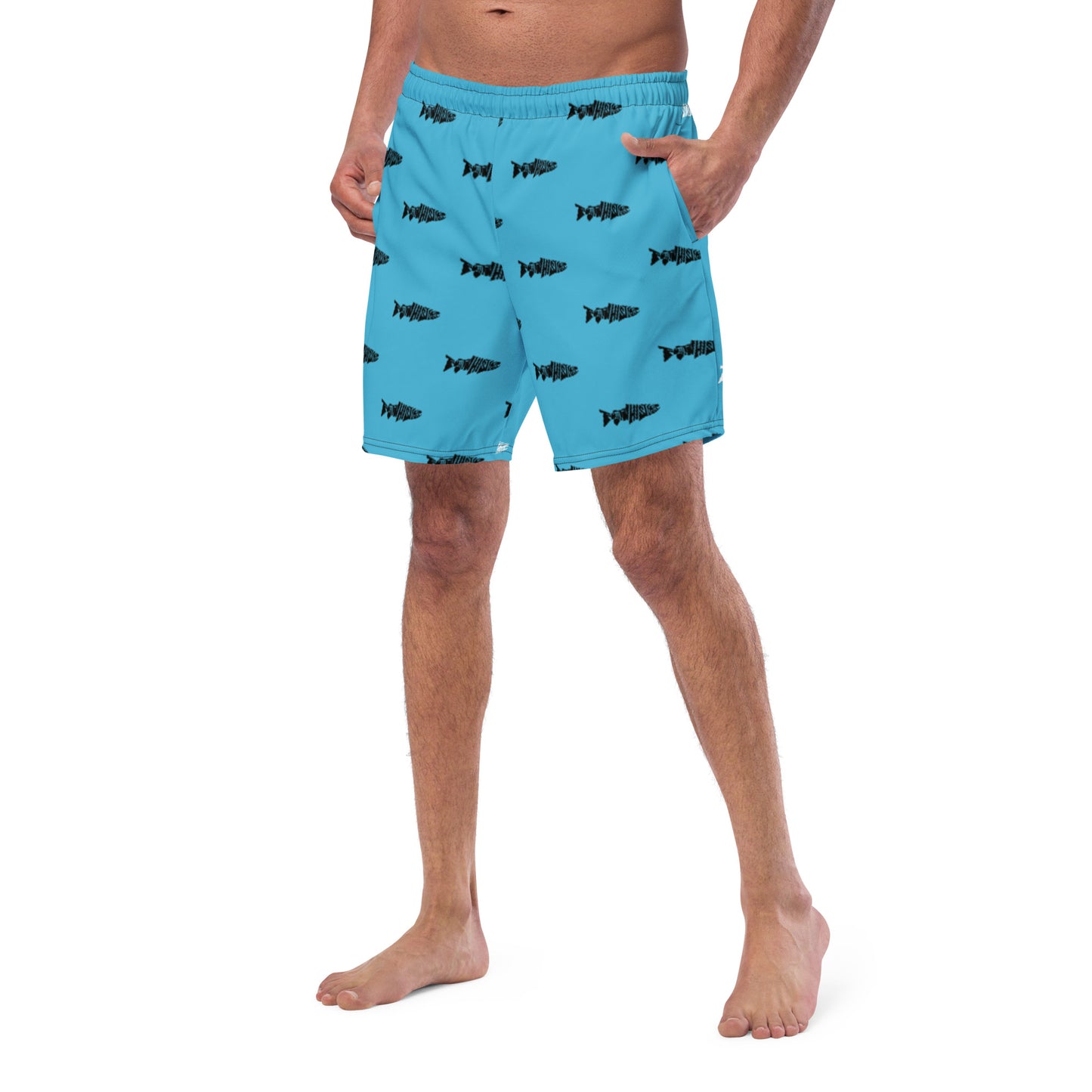 TroutWhistler - Men's Swim Trunks | Deep Sky Blue w/ Black Logo