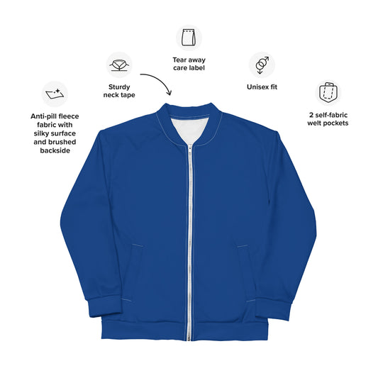 TroutWhistler - Men's Bomber Jacket | Dark Cerulean w/ White TroutWhistler Logo