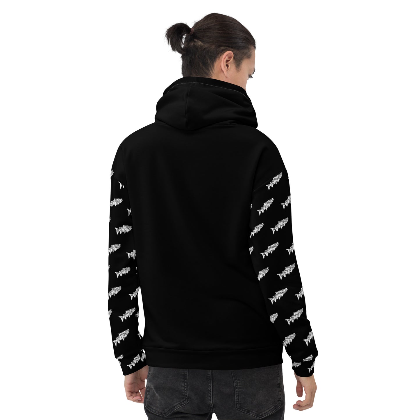 TroutWhistler - Men's Hoodie | Black w/ White Logos