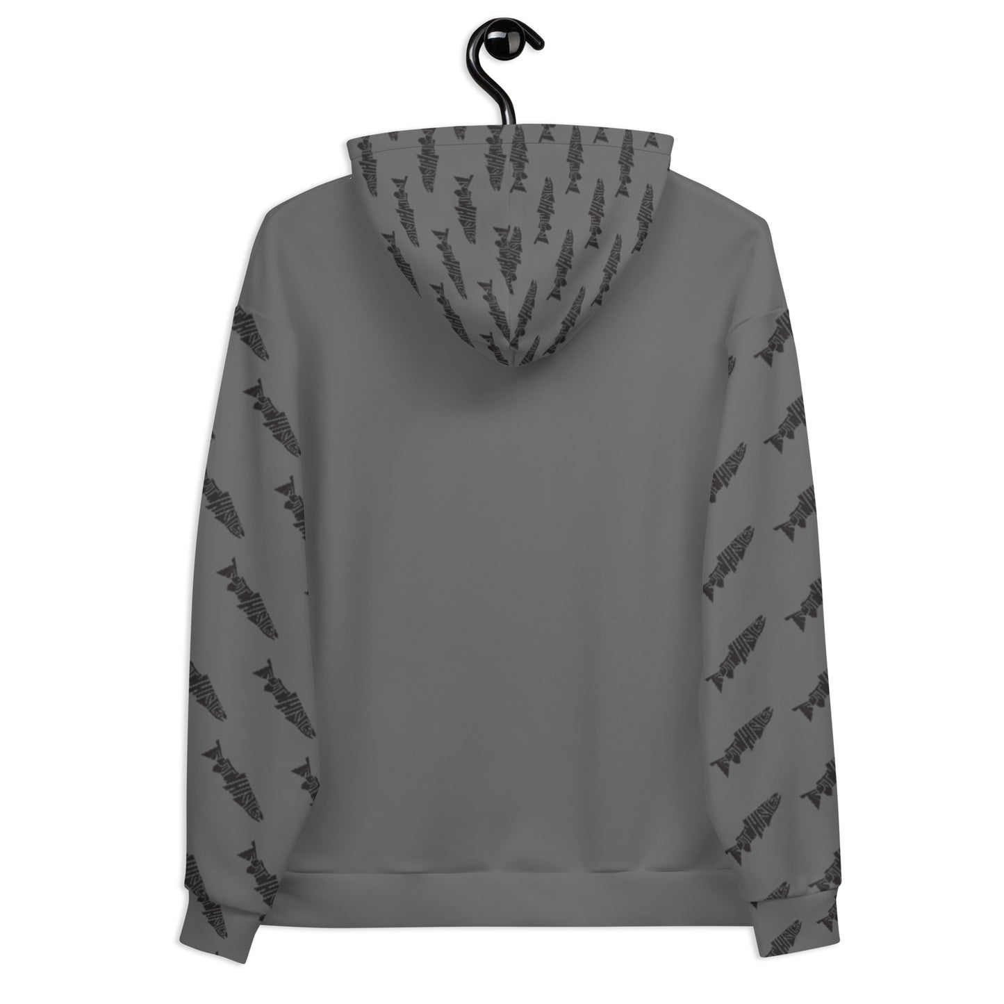 TroutWhistler - Men's Hoodie | I'm Hooked On TroutWhistler - Grey w/ Black & White Logos
