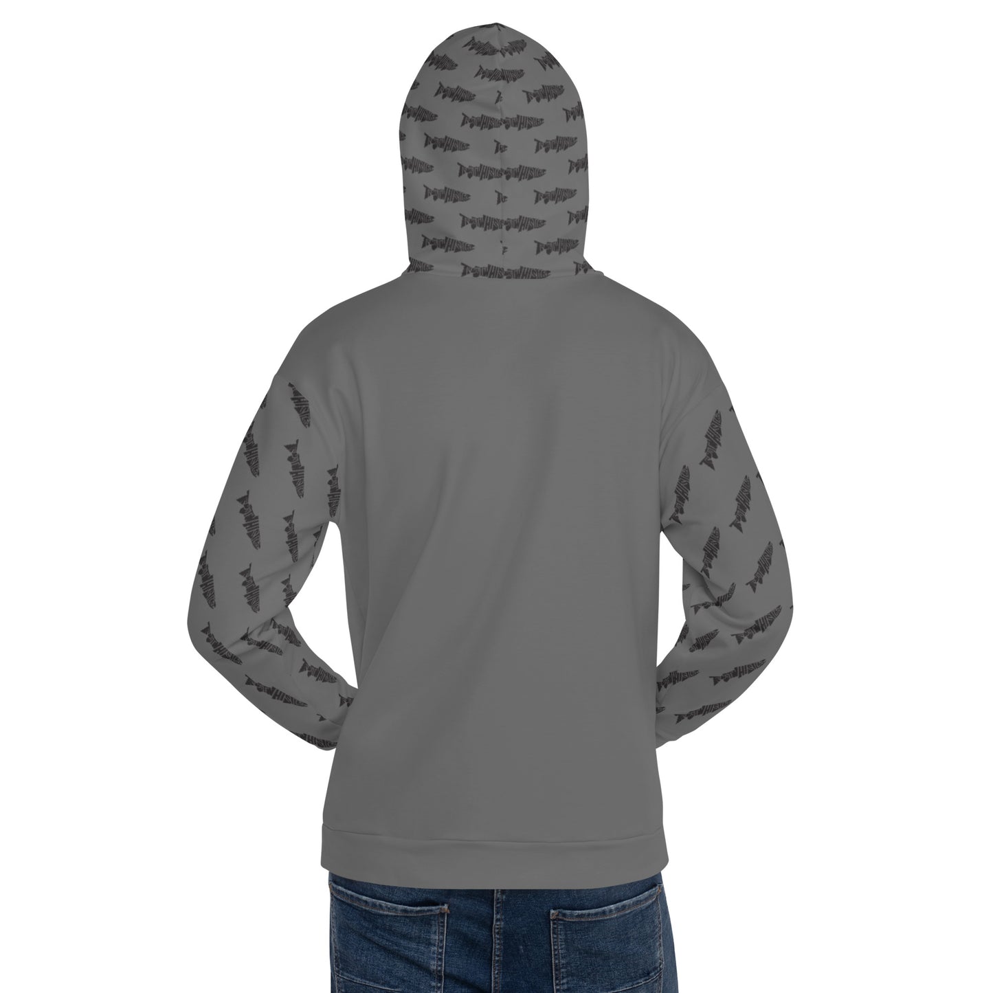 TroutWhistler - Men's Hoodie | I'm Hooked On TroutWhistler - Grey w/ Black & White Logos