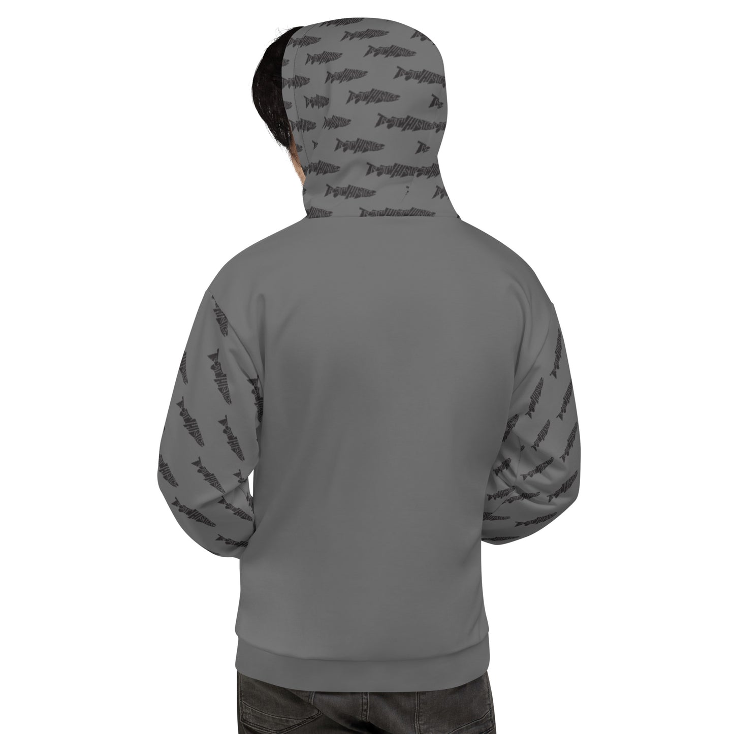 TroutWhistler - Men's Hoodie | I'm Hooked On TroutWhistler - Grey w/ Black & White Logos
