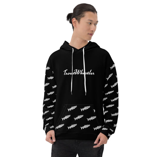 TroutWhistler - Men's Hoodie | Black w/ White Logos