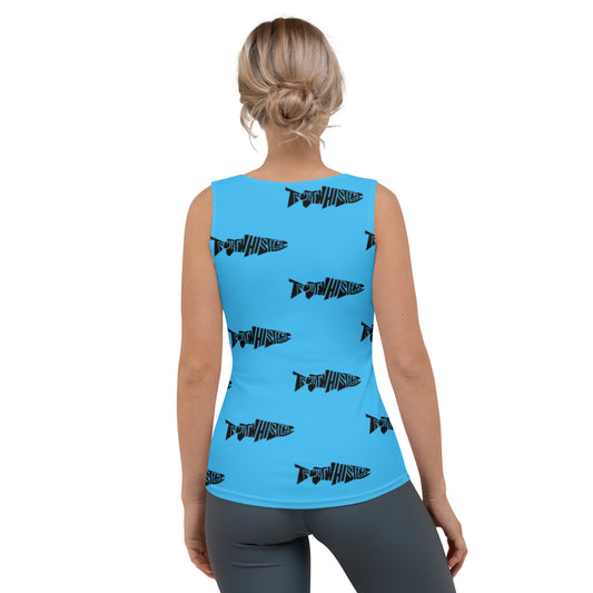 TroutWhistler - Sublimation Cut & Sew Tank Top | Deep Sky Blue w/ Black Logo