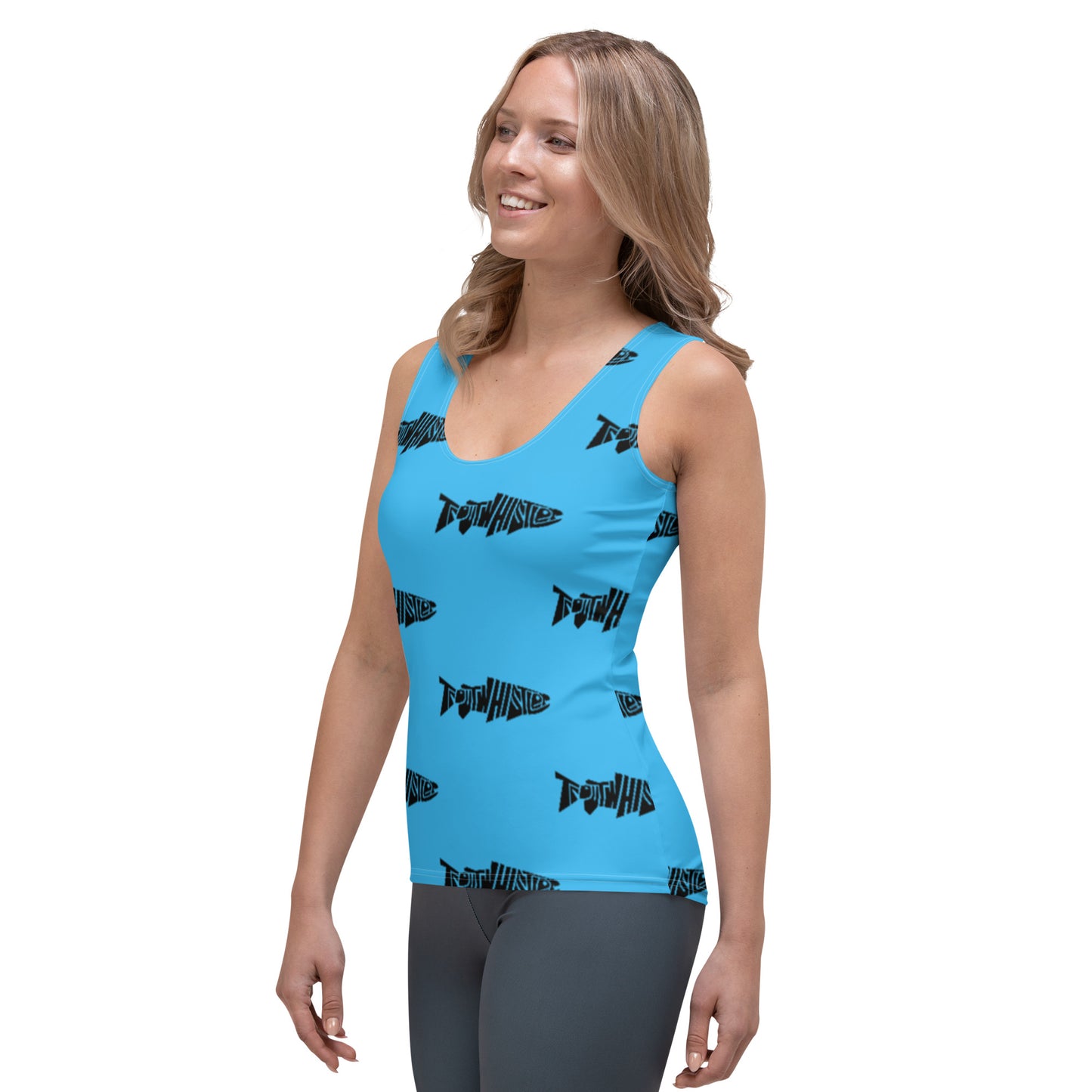 TroutWhistler - Sublimation Cut & Sew Tank Top | Deep Sky Blue w/ Black Logo