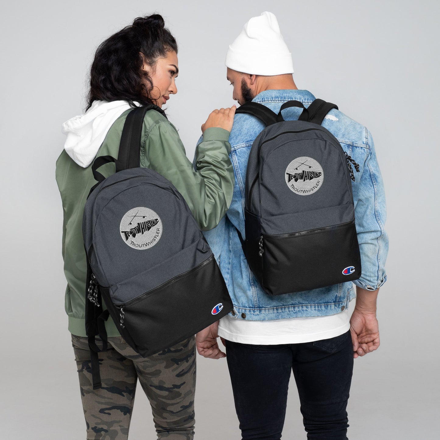 TroutWhistler - Embroidered Champion Backpack | White Round Logo