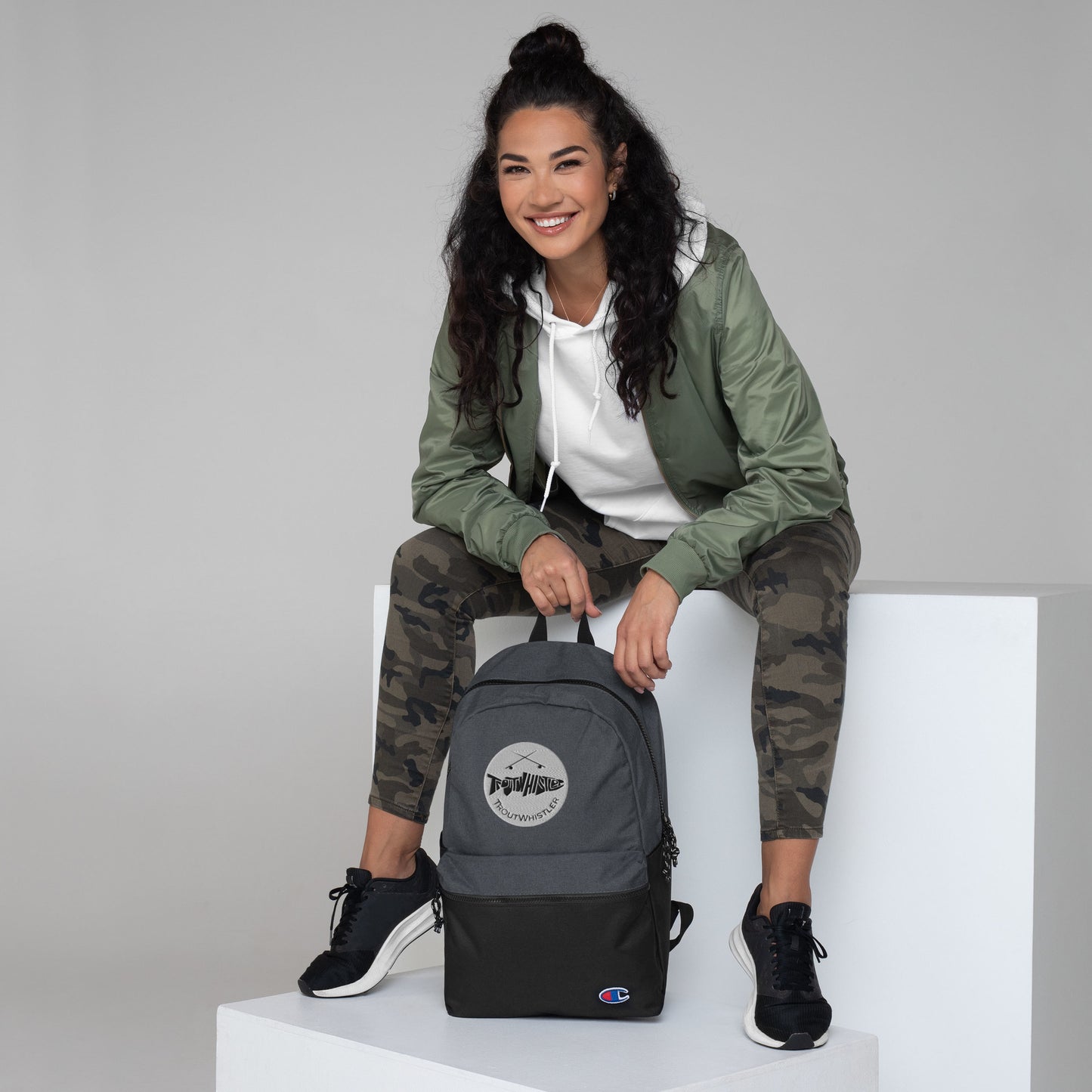 TroutWhistler - Embroidered Champion Backpack | White Round Logo