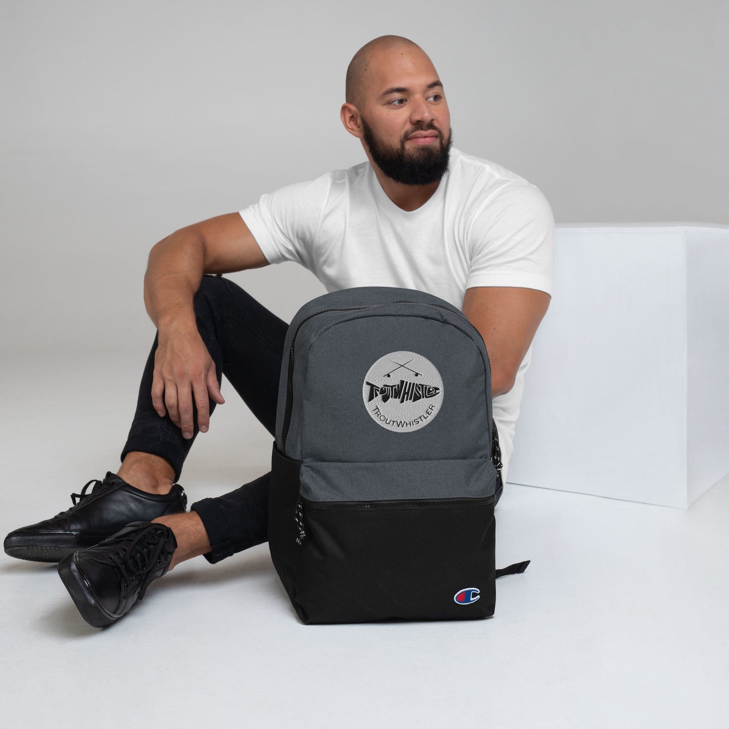 TroutWhistler - Embroidered Champion Backpack | White Round Logo