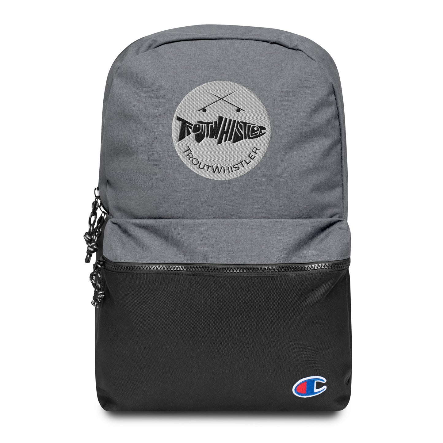 TroutWhistler - Embroidered Champion Backpack | White Round Logo