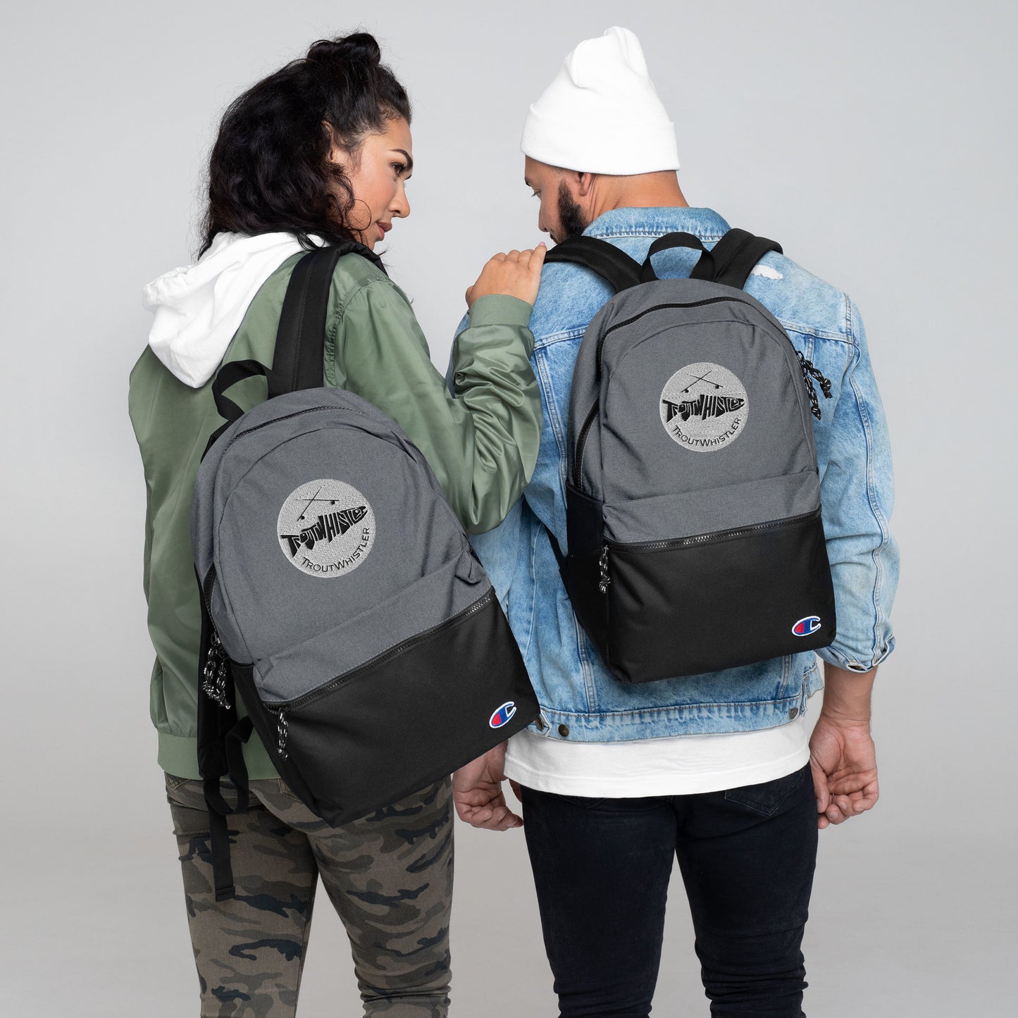 TroutWhistler - Embroidered Champion Backpack | White Round Logo