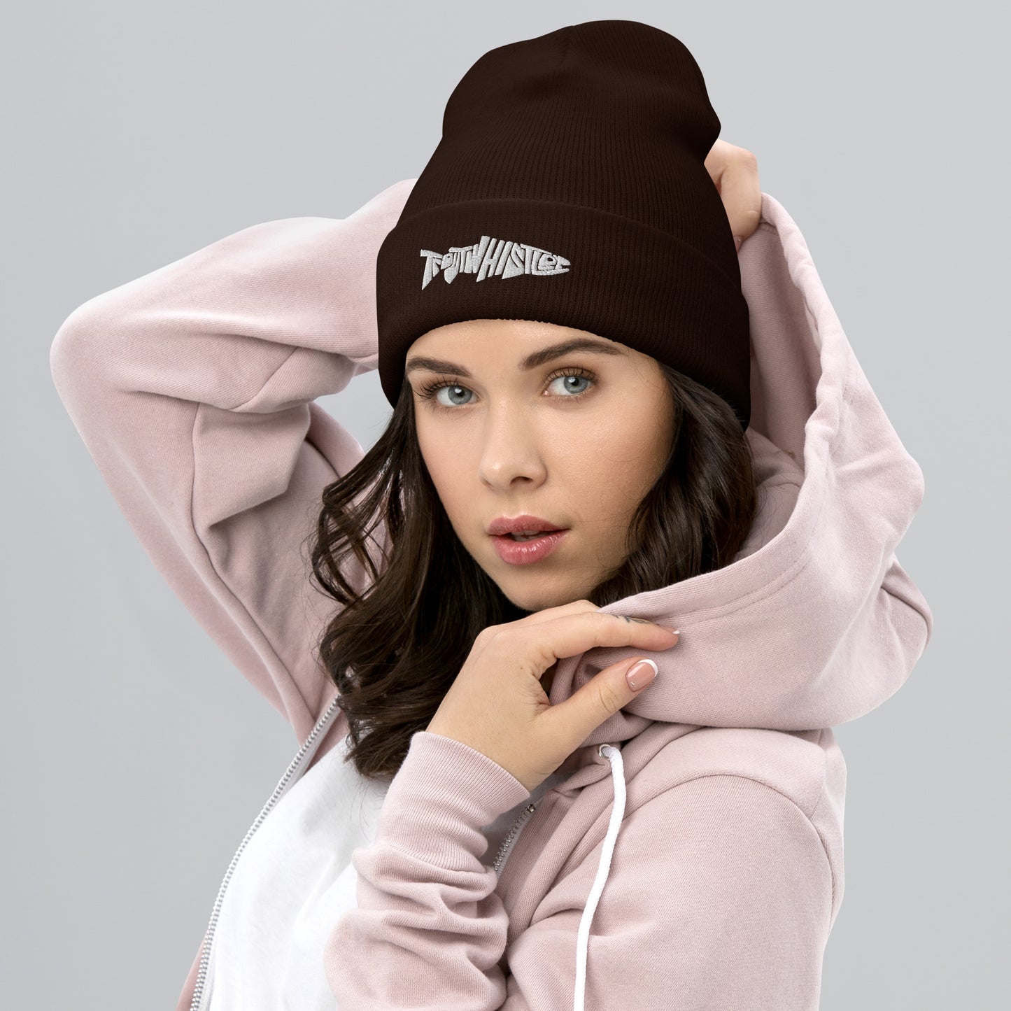 TroutWhistler - Cuffed Beanie | Dark w/ White Logo