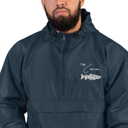 TroutWhistler - Embroidered Champion Packable Jacket | Color w/ White I'm Hooked on TroutWhistler Logo
