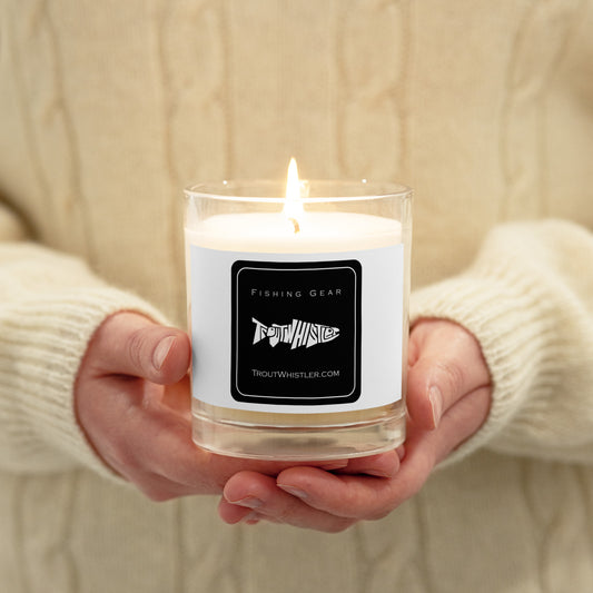 TroutWhistler - Glass Jar Soy Wax Candle - w/ Dark Square TW Logo