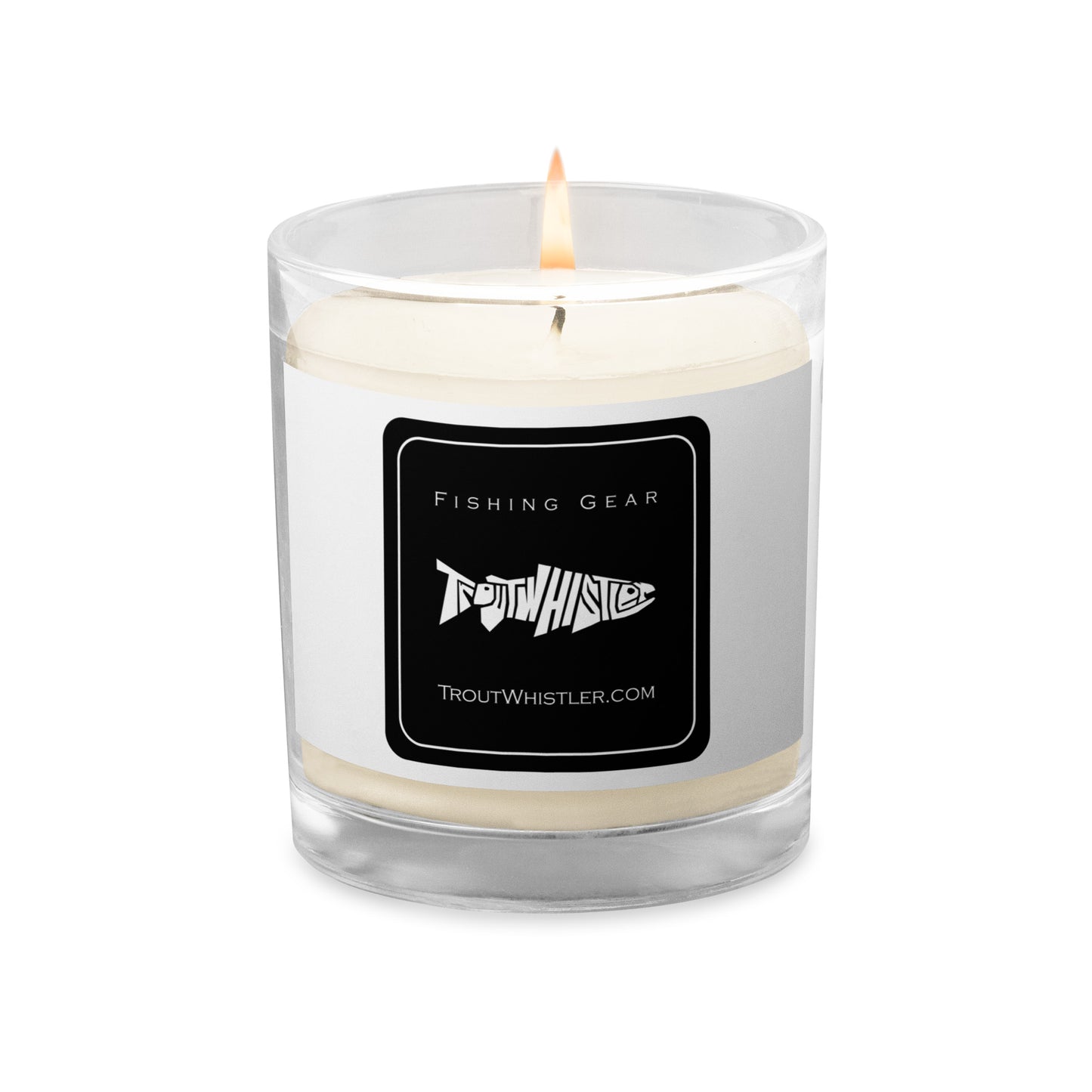 TroutWhistler - Glass Jar Soy Wax Candle - w/ Dark Square TW Logo