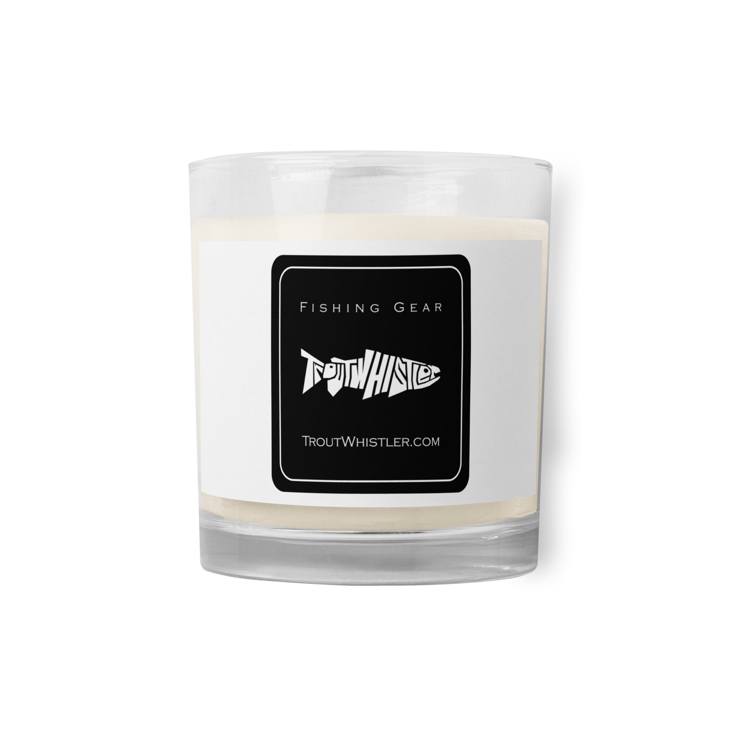 TroutWhistler - Glass Jar Soy Wax Candle - w/ Dark Square TW Logo