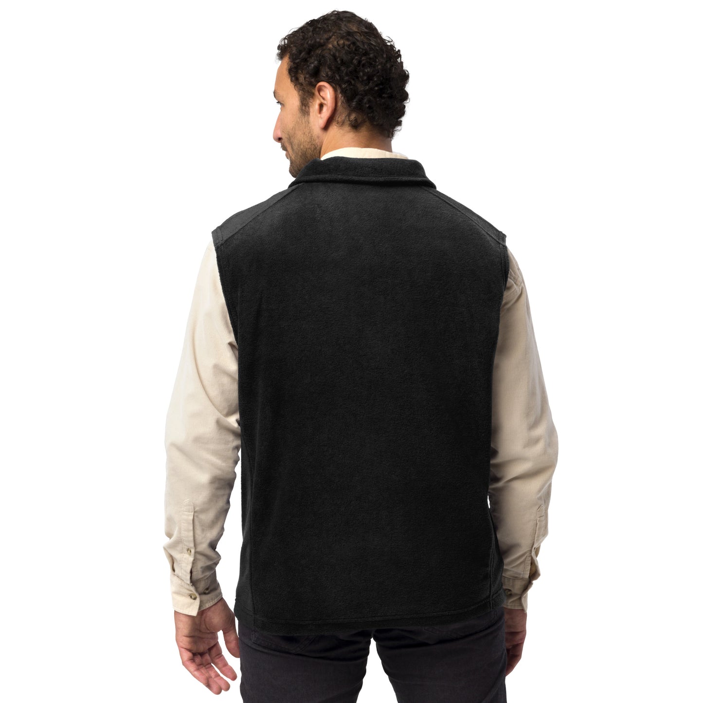 TroutWhistler - Men’s Columbia Fleece Vest | Dark w/ White Logo
