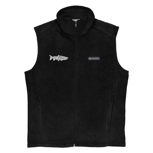 TroutWhistler - Men’s Columbia Fleece Vest | Dark w/ White Logo