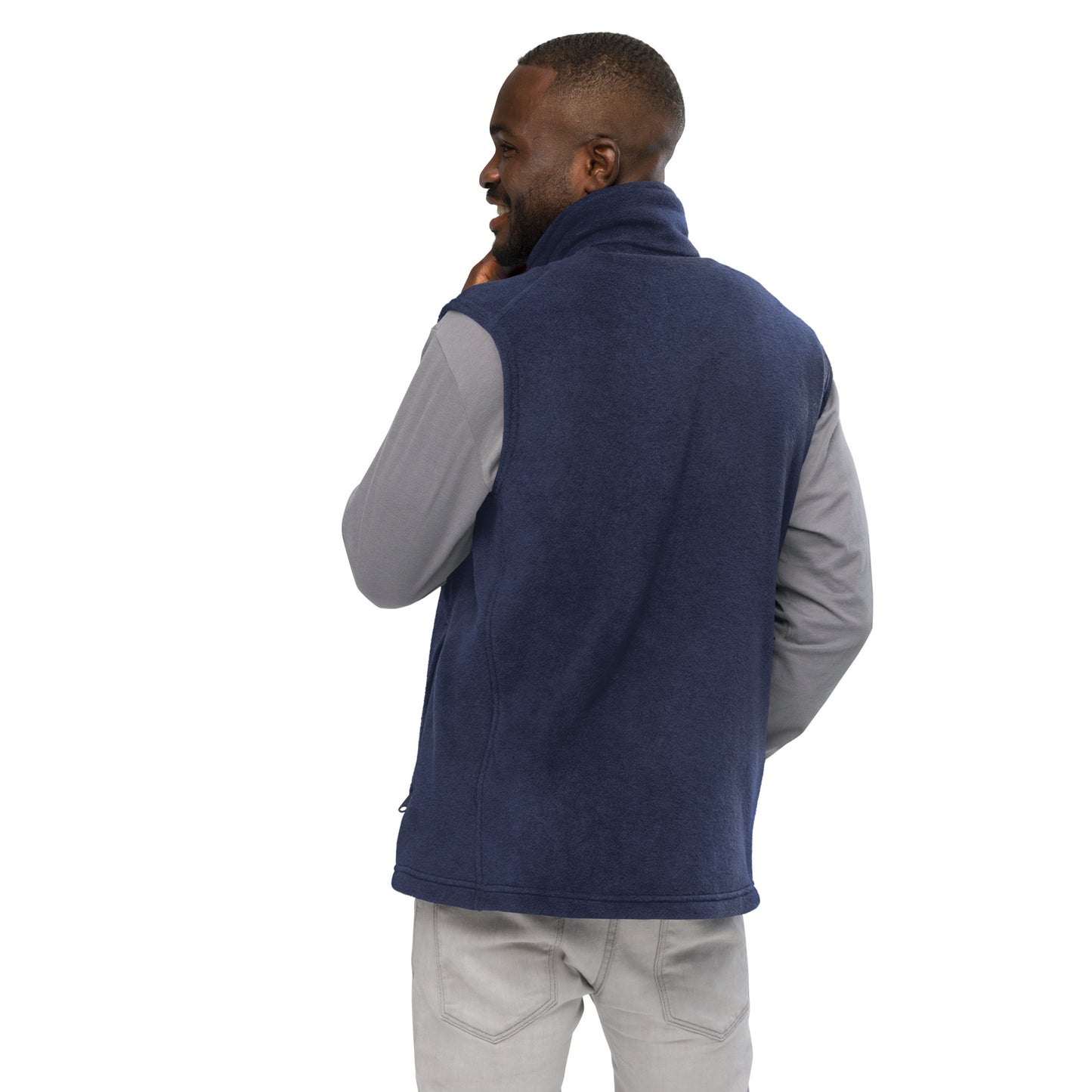 TroutWhistler - Men’s Columbia Fleece Vest | Dark w/ White Logo