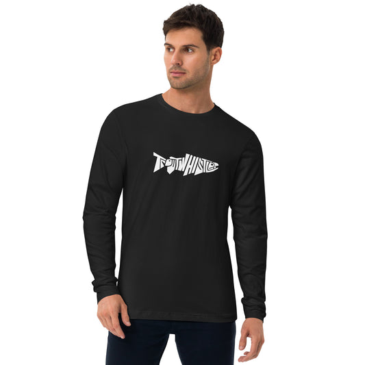 TroutWhistler - Long Sleeve Fitted Crew | Dark w/ White Logo
