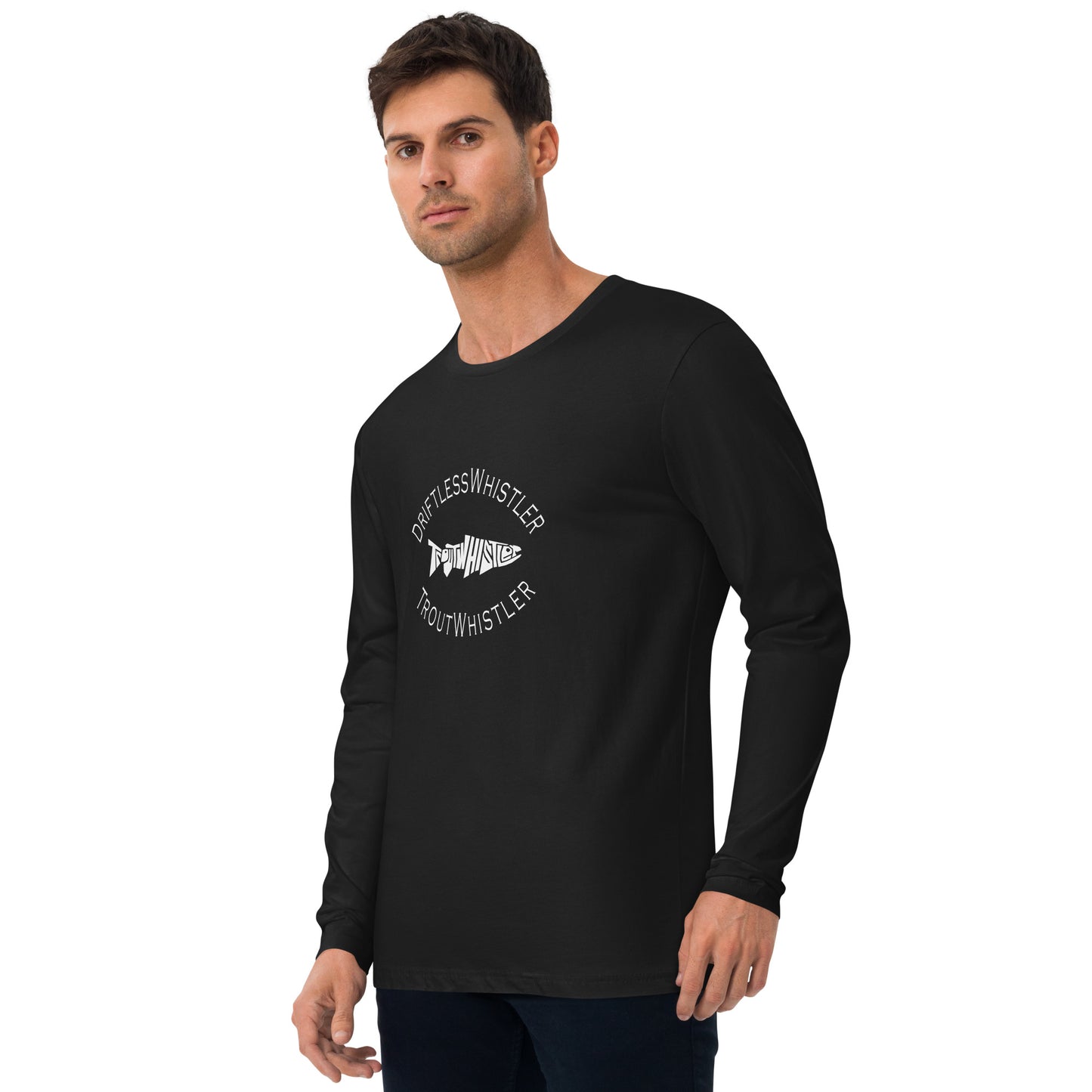 DriftlessWhistler - Long Sleeve Fitted Crew | Dark w/ White Logo