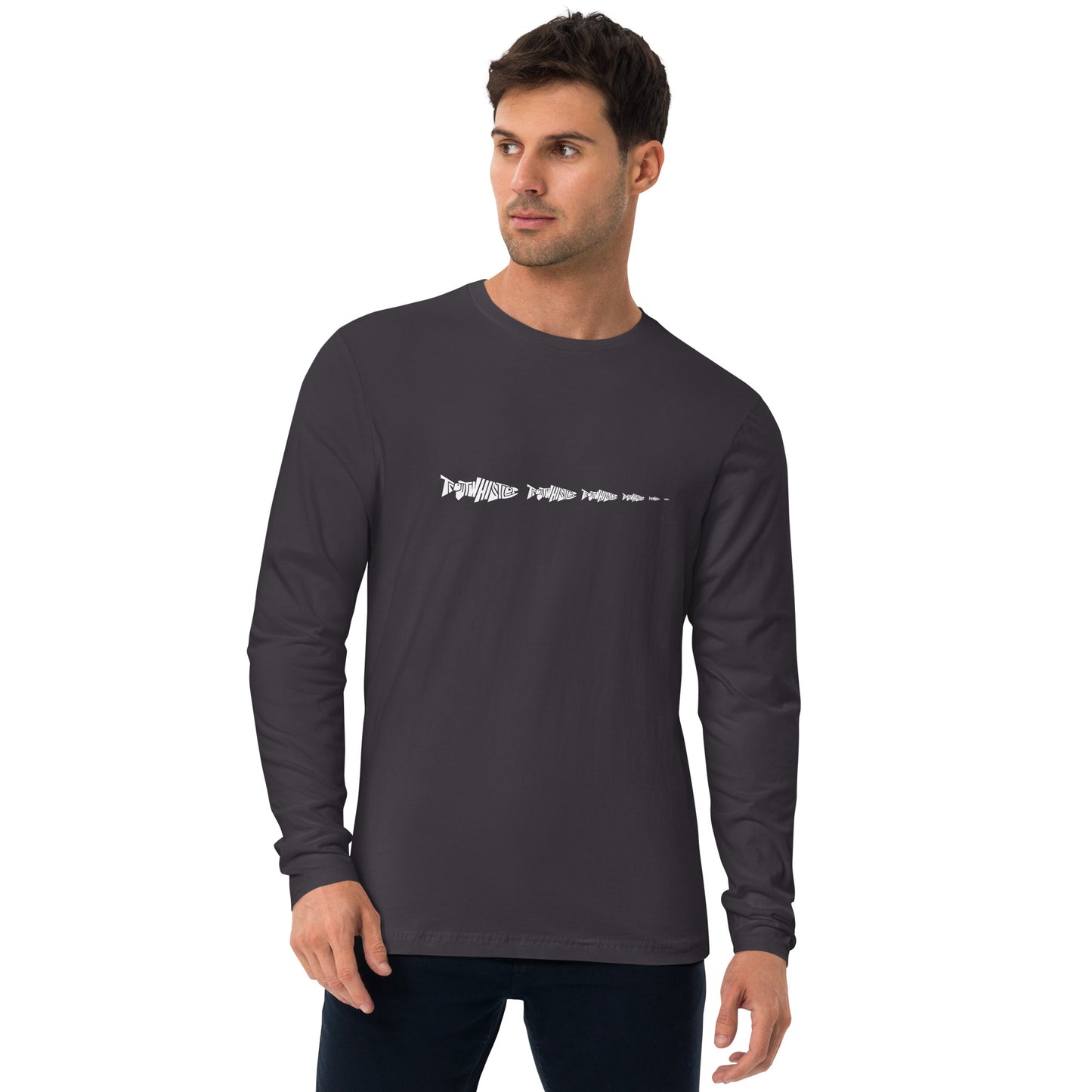 TroutWhistler - Long Sleeve Fitted Crew | Dark w/ White Multi Logo