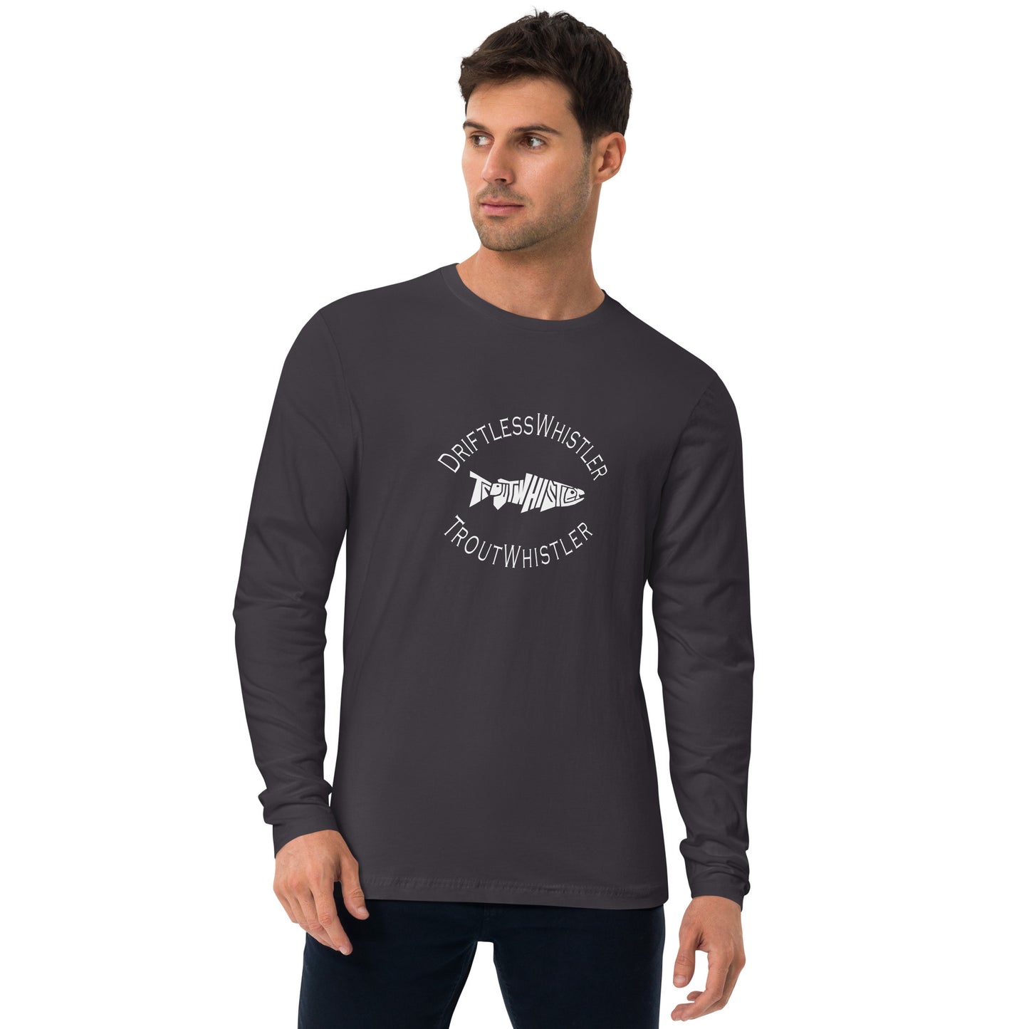 DriftlessWhistler - Long Sleeve Fitted Crew | Dark w/ White Logo